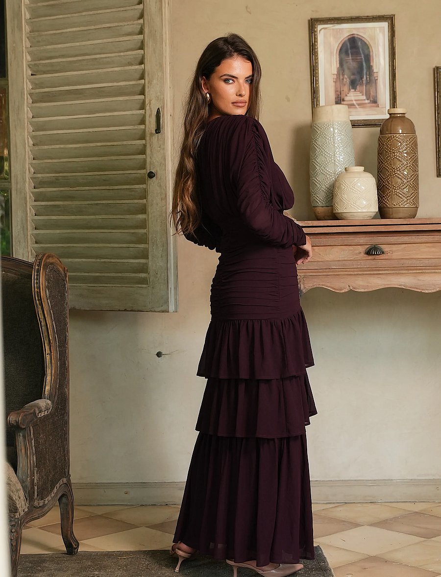Love Lolina - Jessie Long Sleeve Maxi dress - abendkleider - burgundy - 3