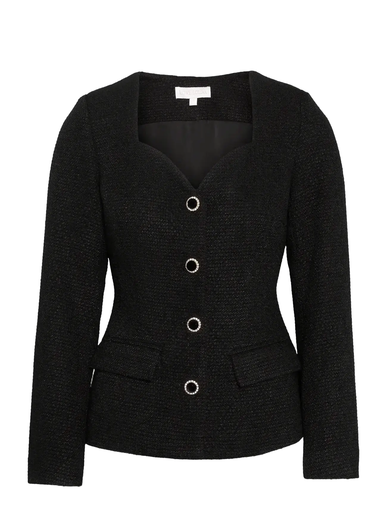 Love Lolina Lilo Jacket, Kvinder, Tweed Jakke, Sort, Str: M