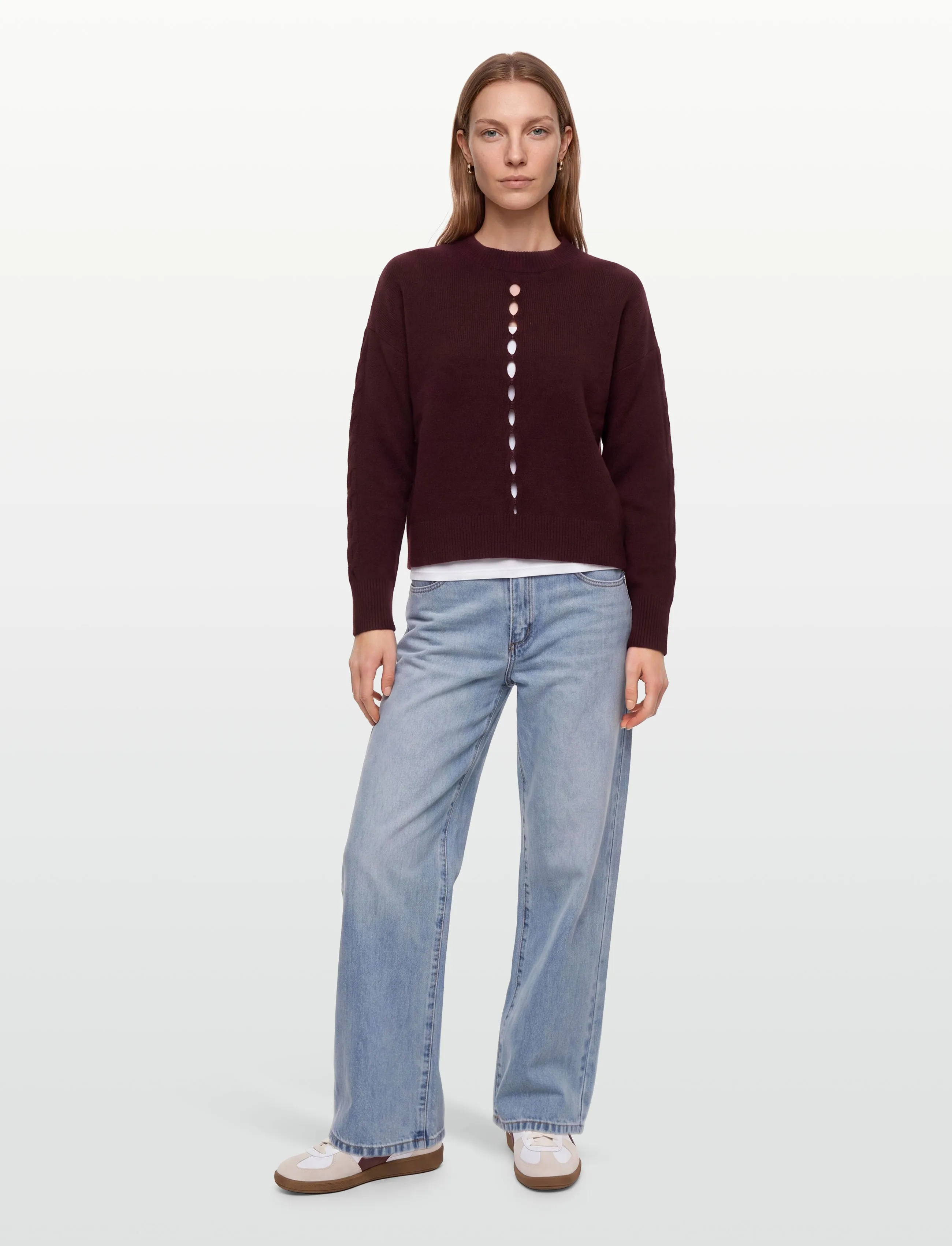 Love Lolina Marcia Wool Sweater, L, Burgundy, Strik > Trøjer, Dame