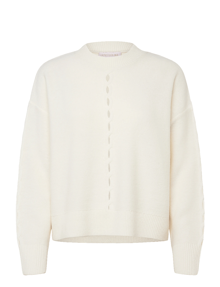 Love Lolina - Marcia Wool sweater - striktrøjer - cream - 0