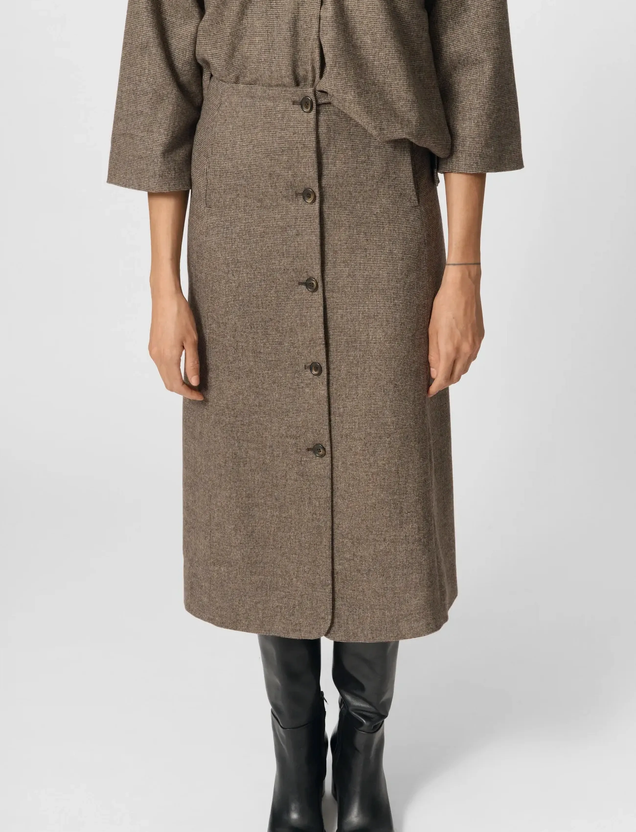 Lovechild 1979 - Reyna Skirt - midi-röcke - 174 beige houndstooth - 3
