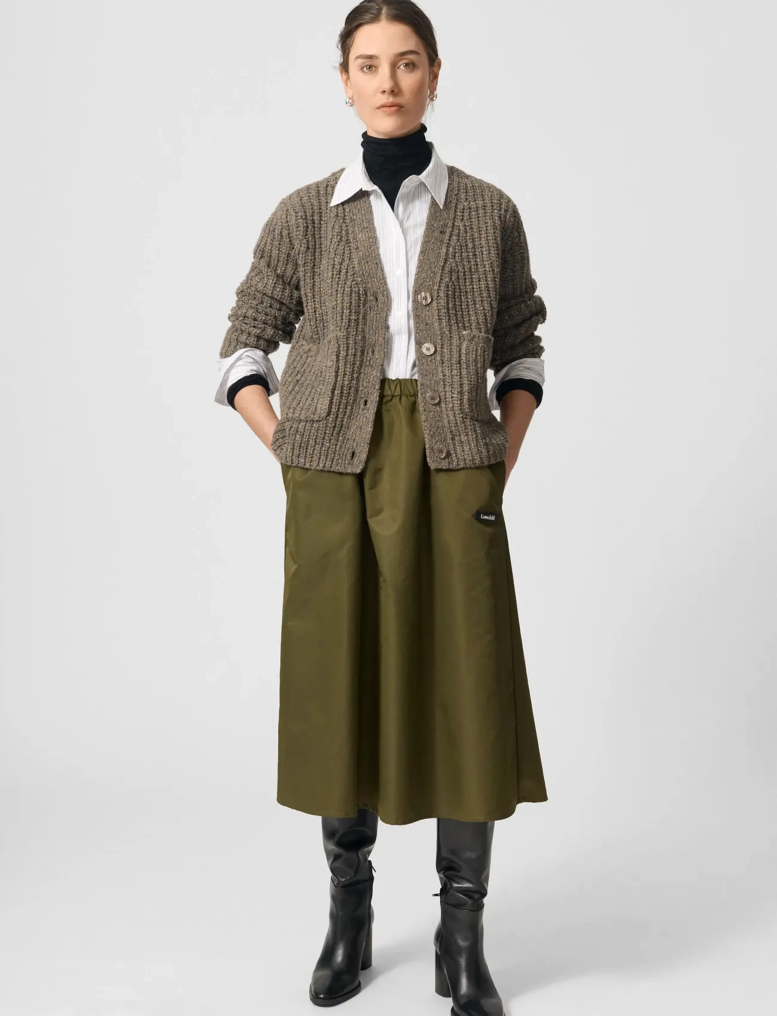 Lovechild 1979 Lauren Skirt, 42, Khaki green, Nederdele > Knælange Og Midi Nederdele, Dame