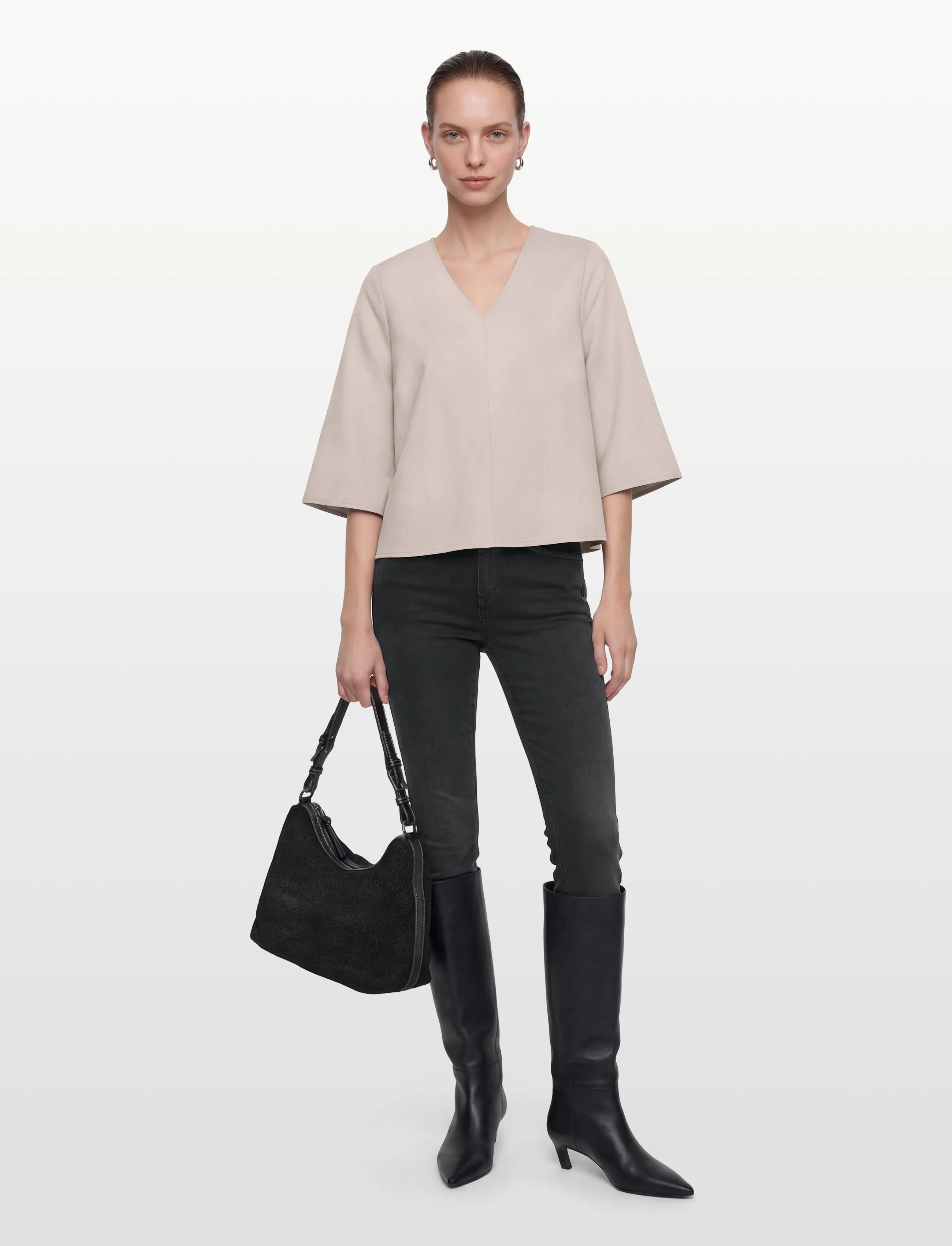 Lovechild 1979 Maren Blouse - Short-sleeved blouses - 727 TAUPE GREY / beige