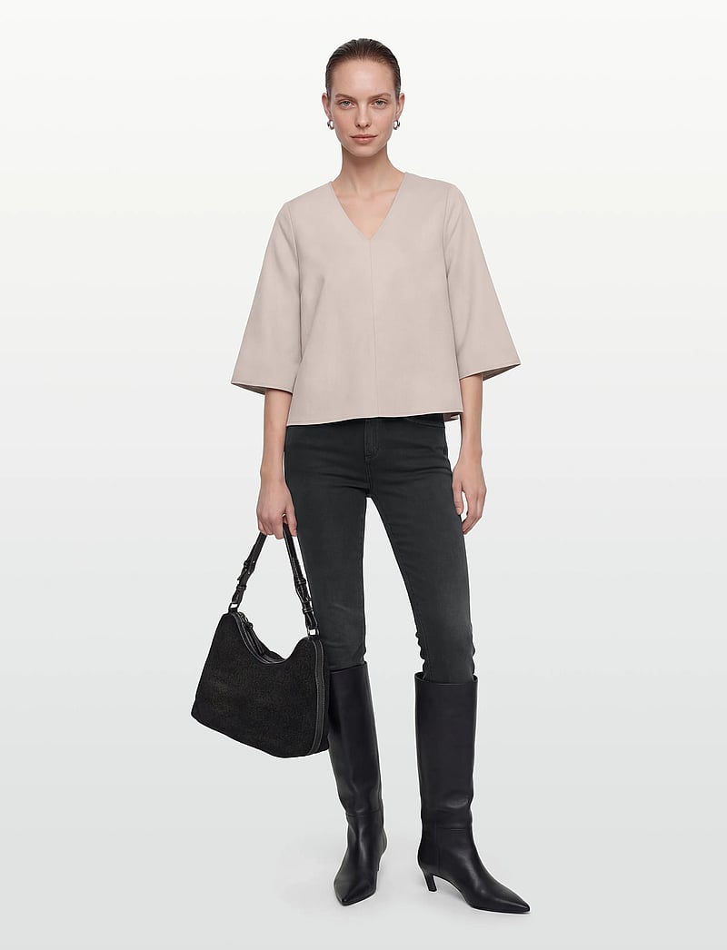 Lovechild 1979 - Maren Blouse - kurzämlige blusen - 727 taupe grey - 0