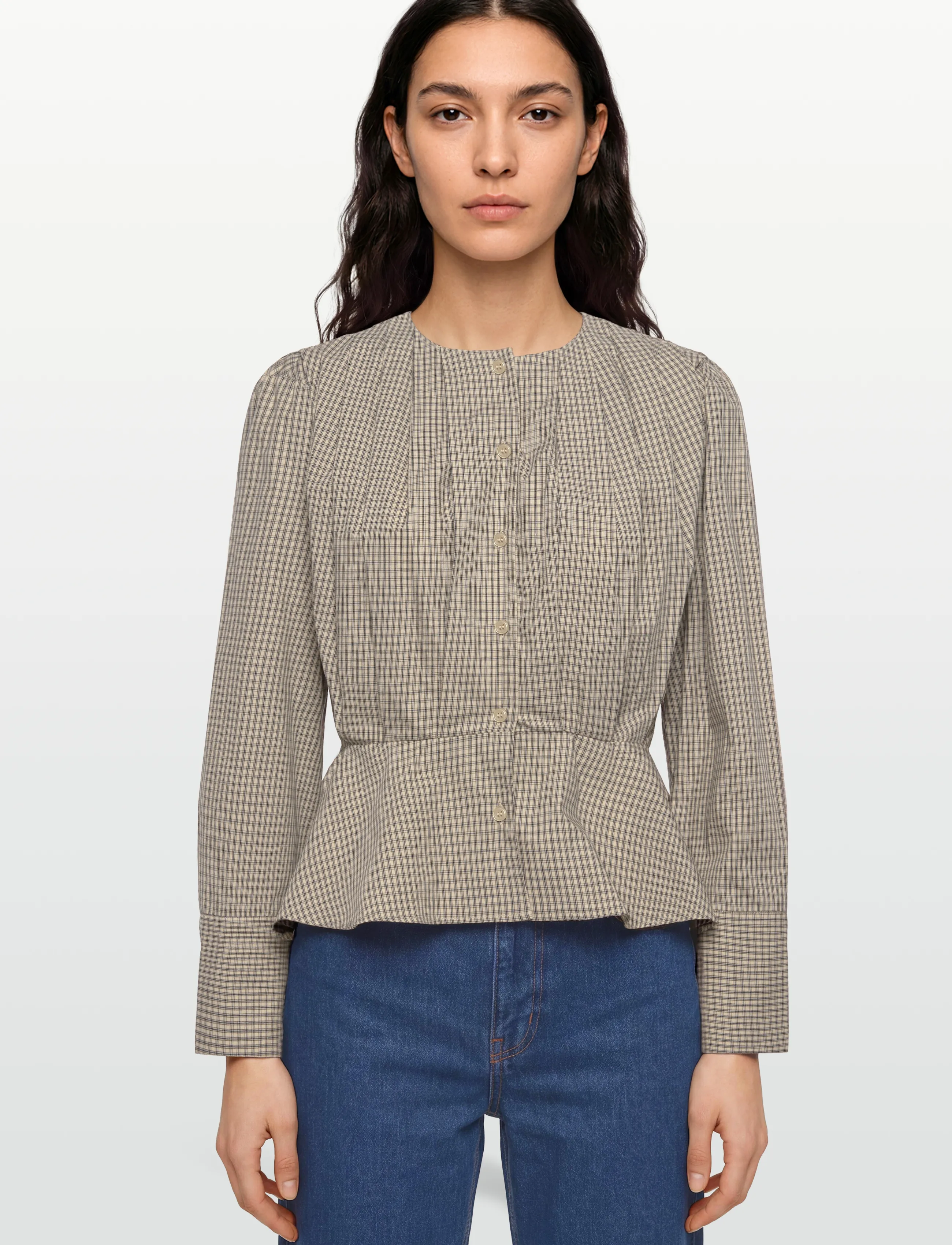 Lovechild 1979 - Etta Blouse - långärmade blusar - 177 beige check - 3