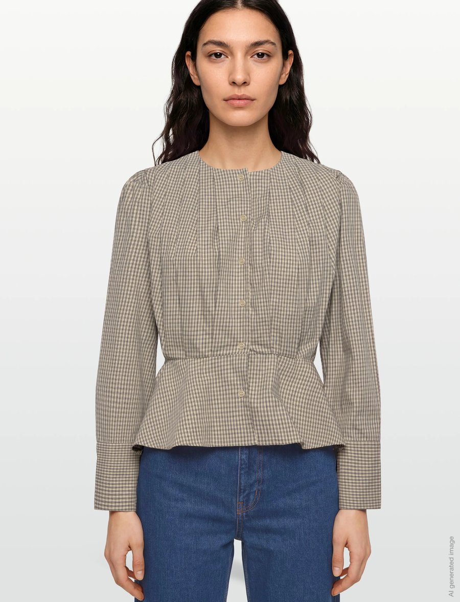 Lovechild 1979 - Etta Blouse - långärmade blusar - 177 beige check - 3