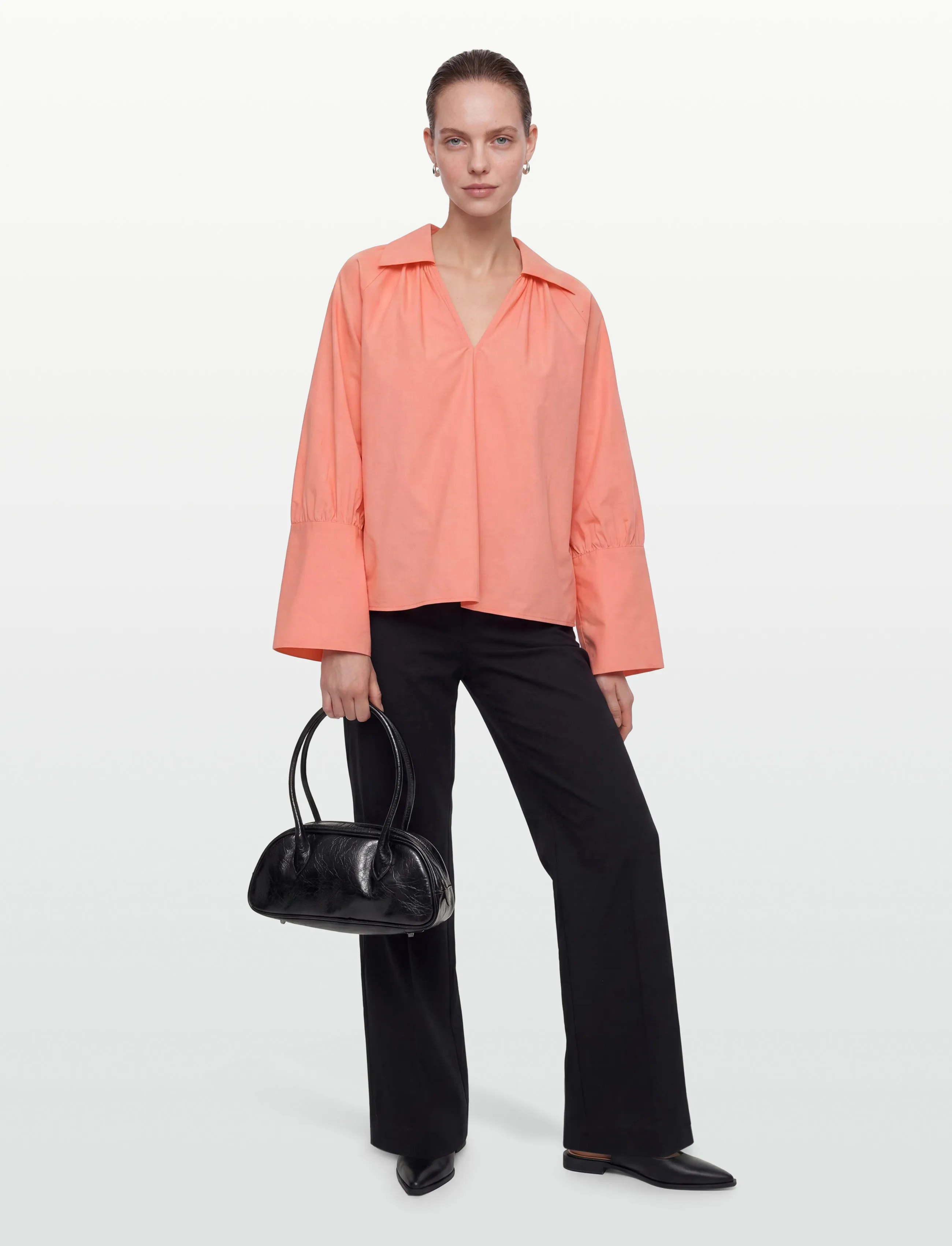 Lovechild 1979 Raquel Blouse, Kvinder, V Hals Krave Bluse, Koral, Str: 34