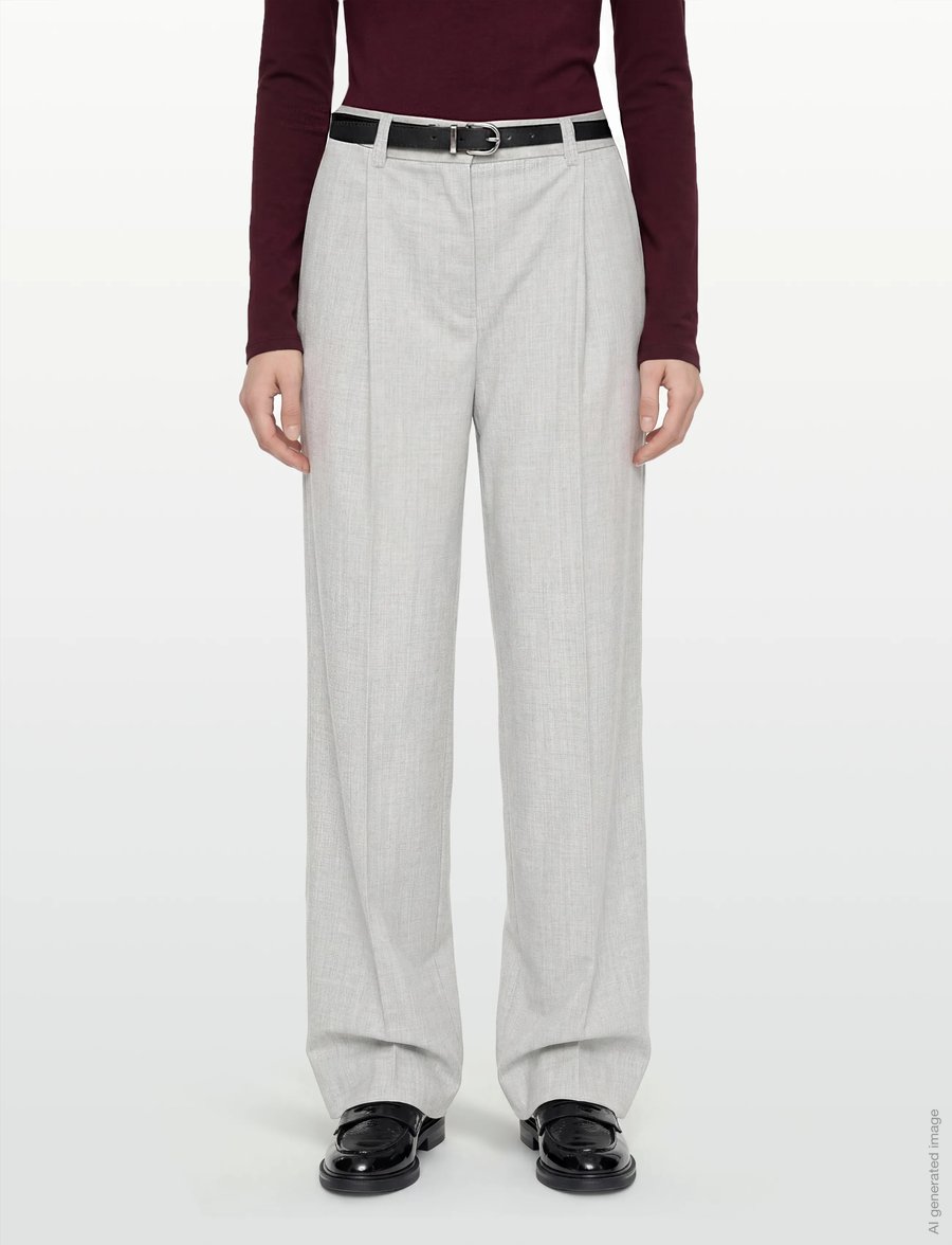 Lovechild 1979 - Lucas Pants - kostymbyxor - 056 light grey melange - 3