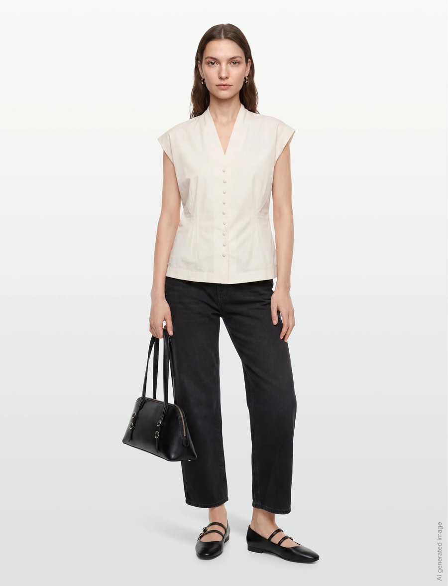 Lovechild 1979 - Vada Blouse - stutterma blússur - 007 egret - 0