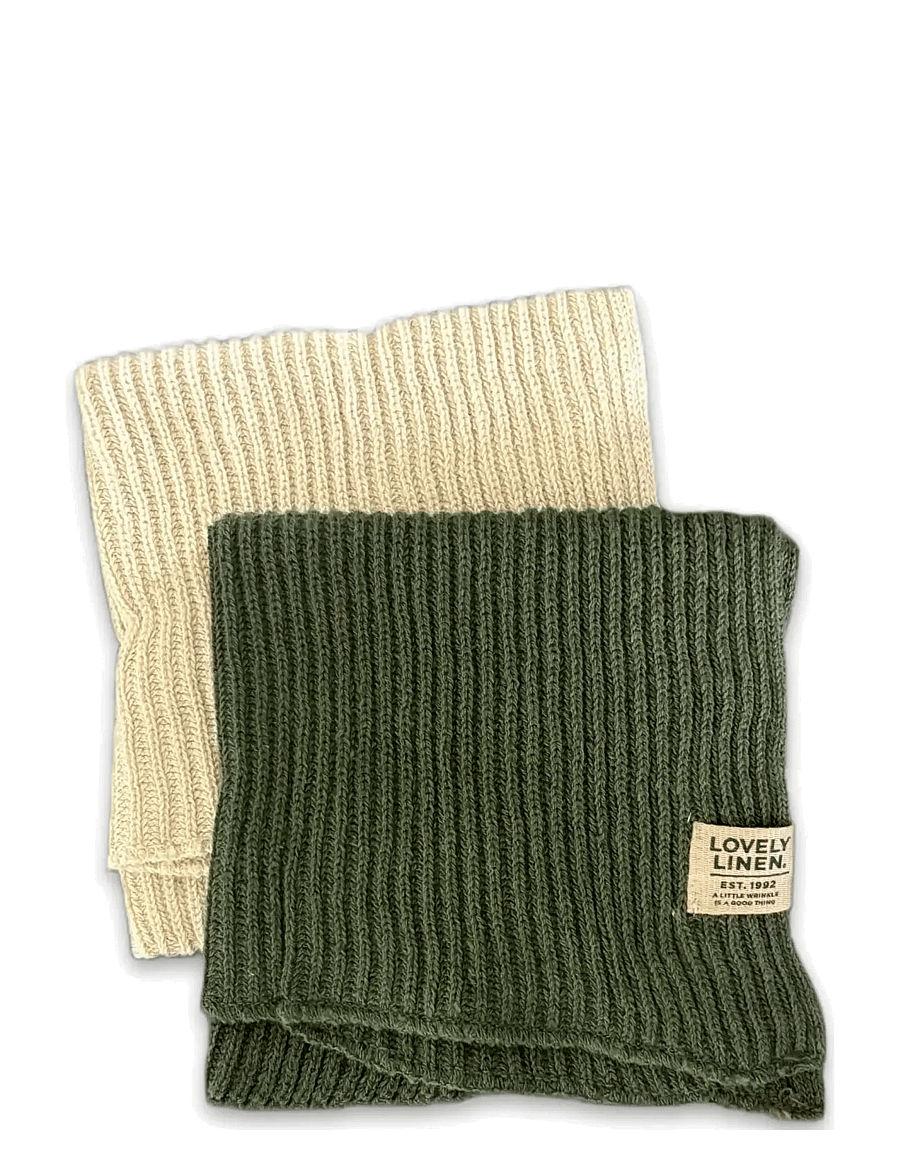 Lovely Linen - CLAIRE CLEANING CLOTH (2-PACK) - die niedrigsten preise - vanilla + jeep green - 0