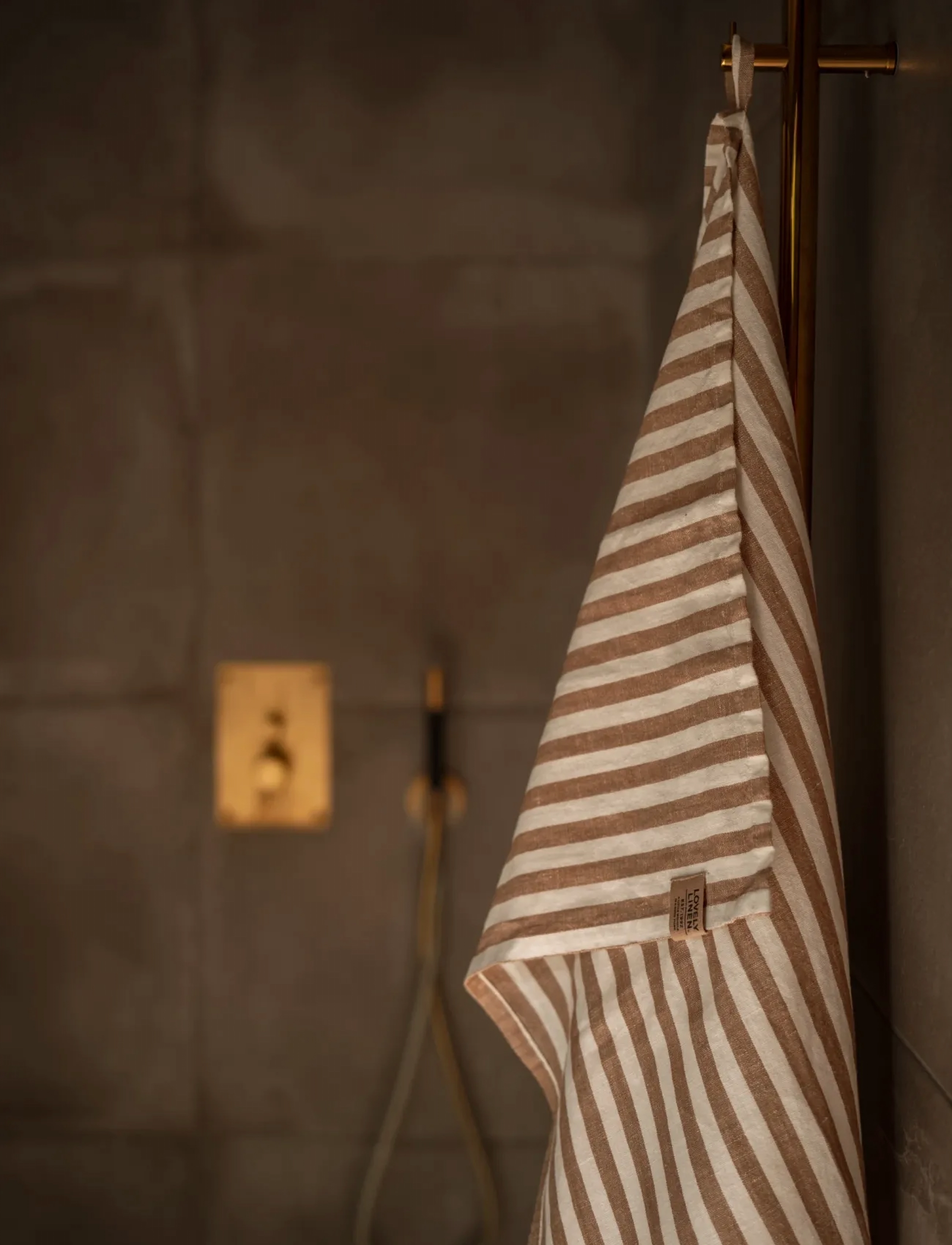 Lovely Linen Misty Hamam Towel, 90X145, Towels & Bath Towels, Braun - Guest Homeware