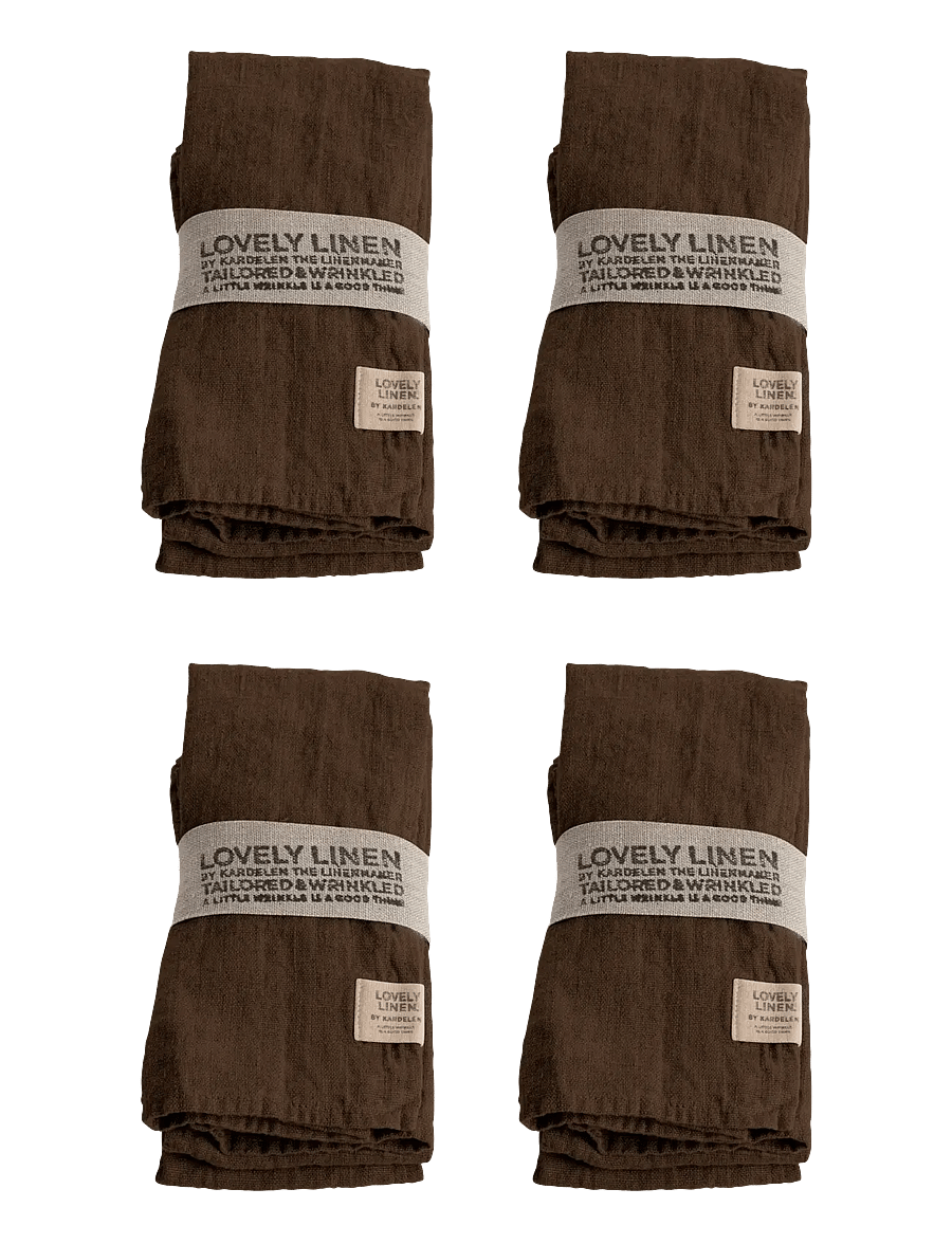 Lovely Linen - LOVELY NAPKIN - linased ja puuvillased salvrätikud - chocolate - 0