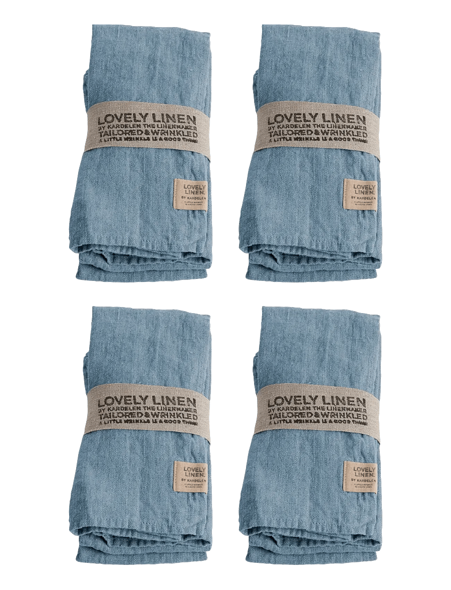 Lovely Linen - LOVELY NAPKIN (4-PACK) - linased ja puuvillased salvrätikud - dusty blue - 0