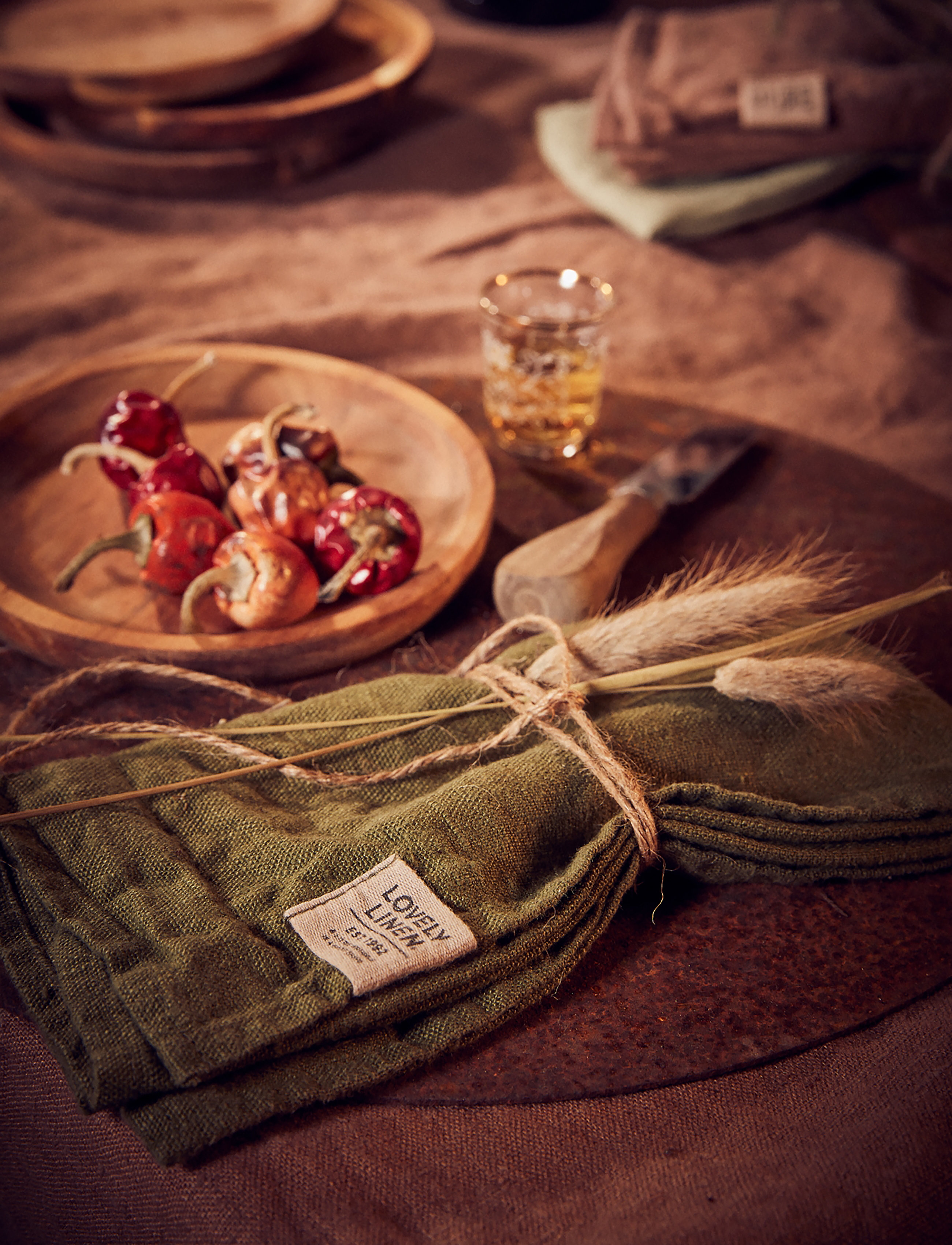 Lovely Linen LOVELY NAPKIN (4-PACK) - Tableware - JEEP GREEN / green