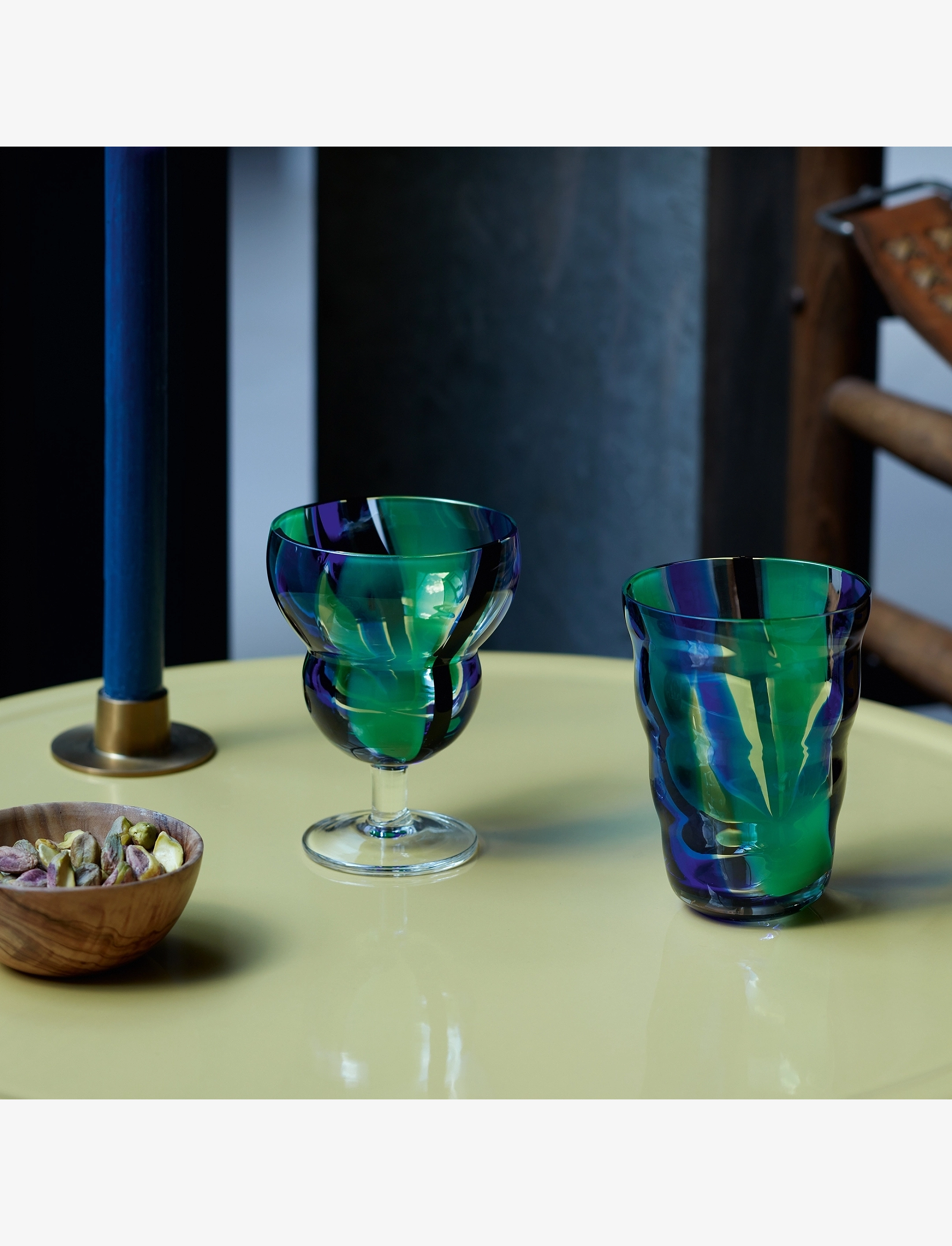LSA International - Dricksglas Folk Black/Blue/Green Set 2 LSA - drinking glasses & tumblers - svart/blÅ/grÖn - 2