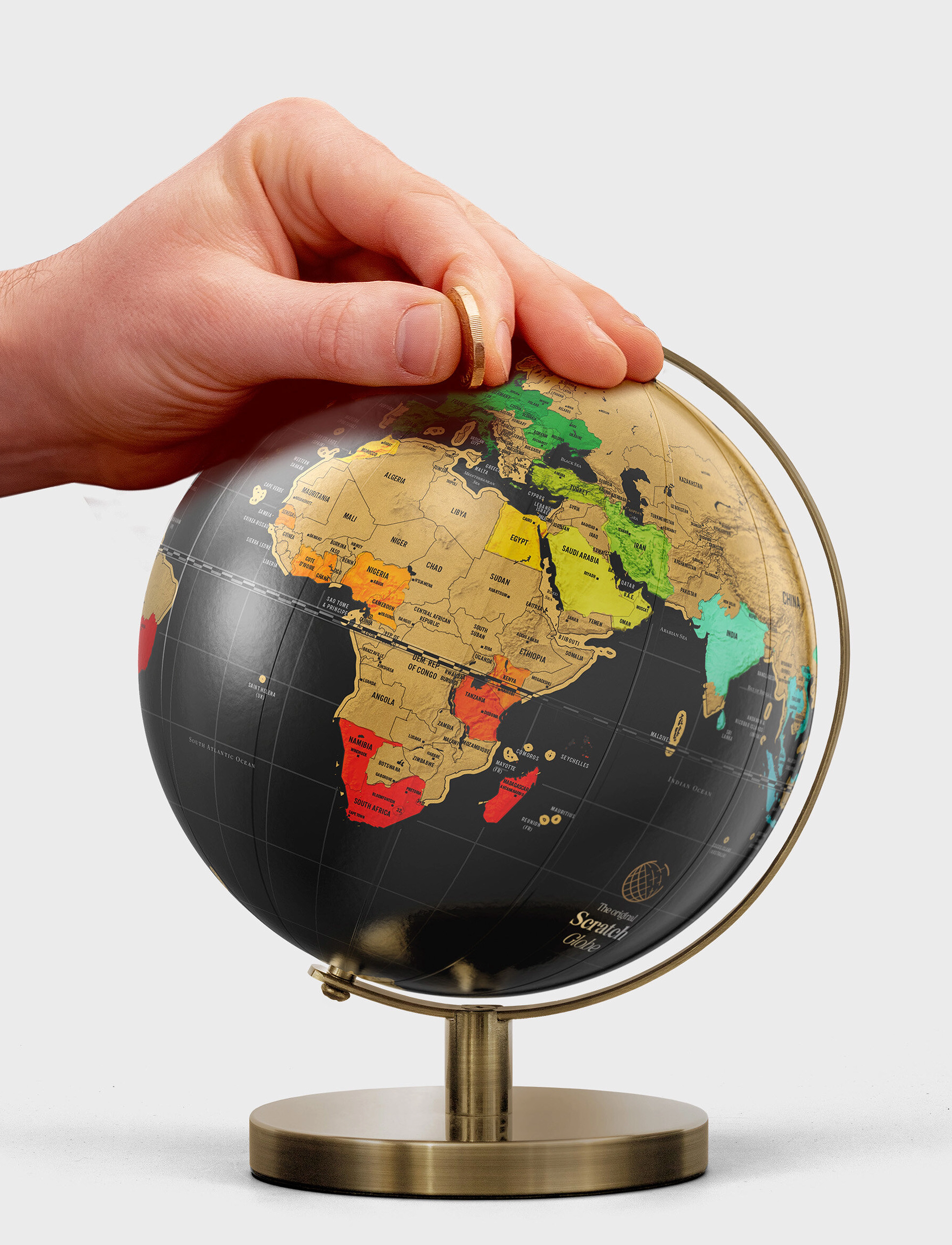 Luckies of London Scratch Globe Small, Ø 14 cm, Puzzles & Games, Schwarz - Homeware