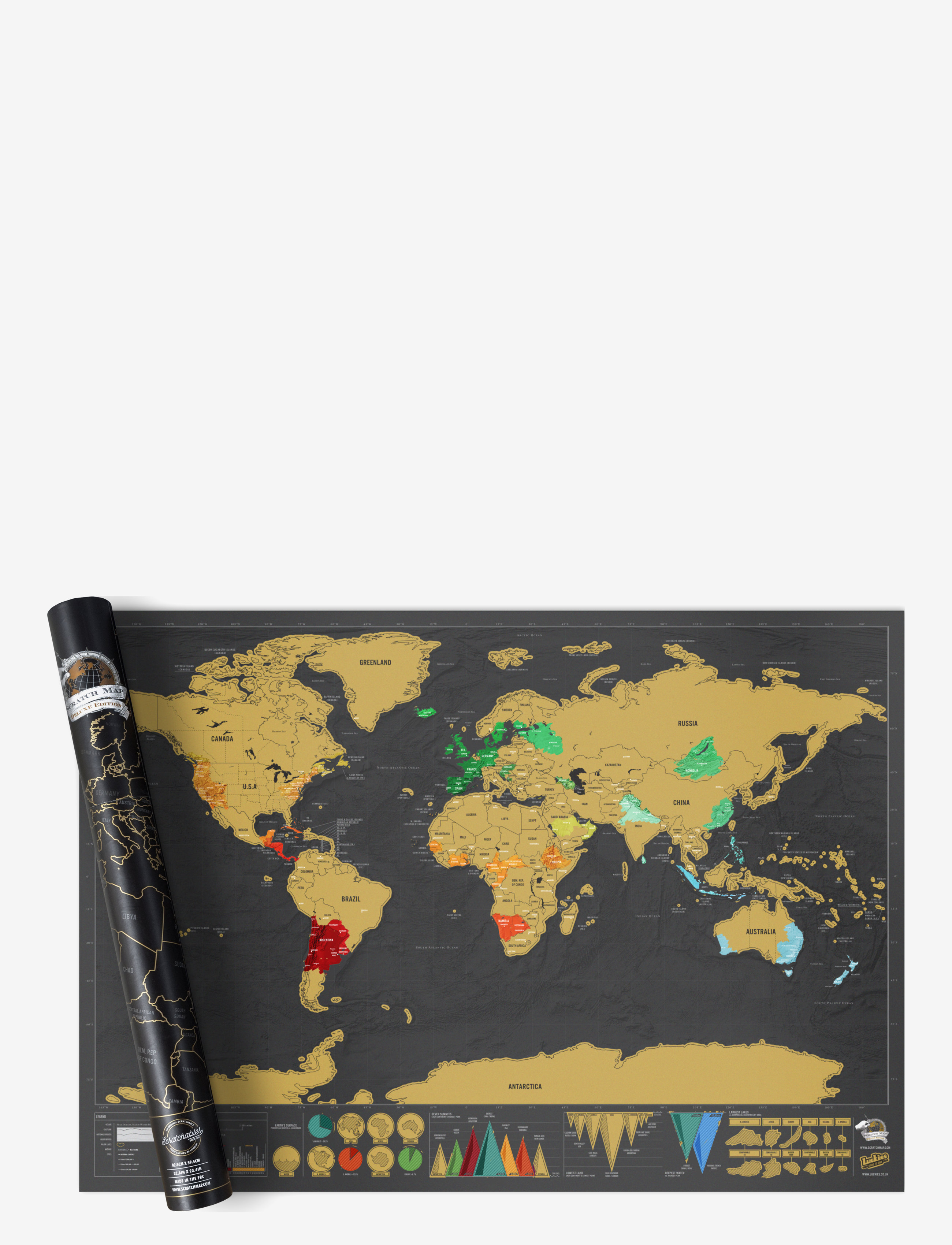 LUCKIES OF LONDON Scratch Map Deluxe Schwarz - One Size - Unisex