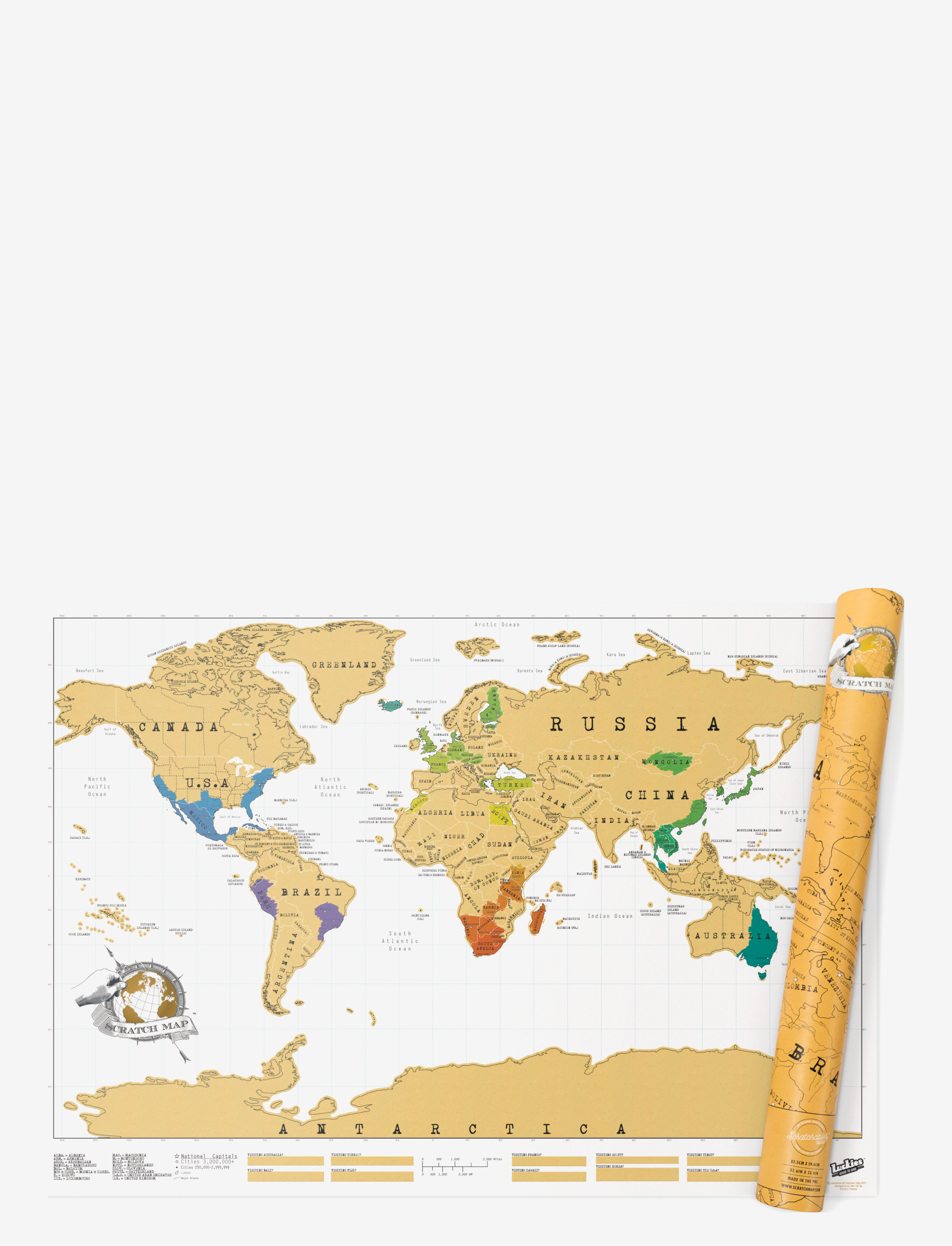 Luckies of London Scratch Map World, One Size, Posters, Mehrfarbig/gemustert - Cities & Maps, Homeware