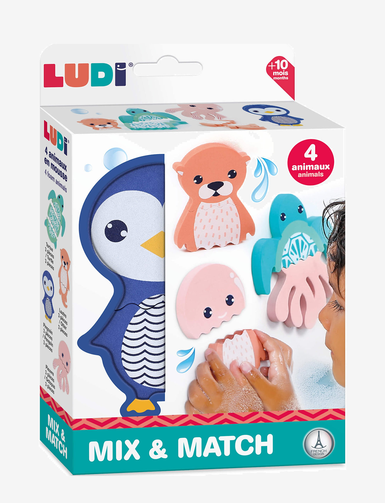 Ludi - Mix & Match - Foam Animals for the Bath - badelegetøj - multicolor - 4
