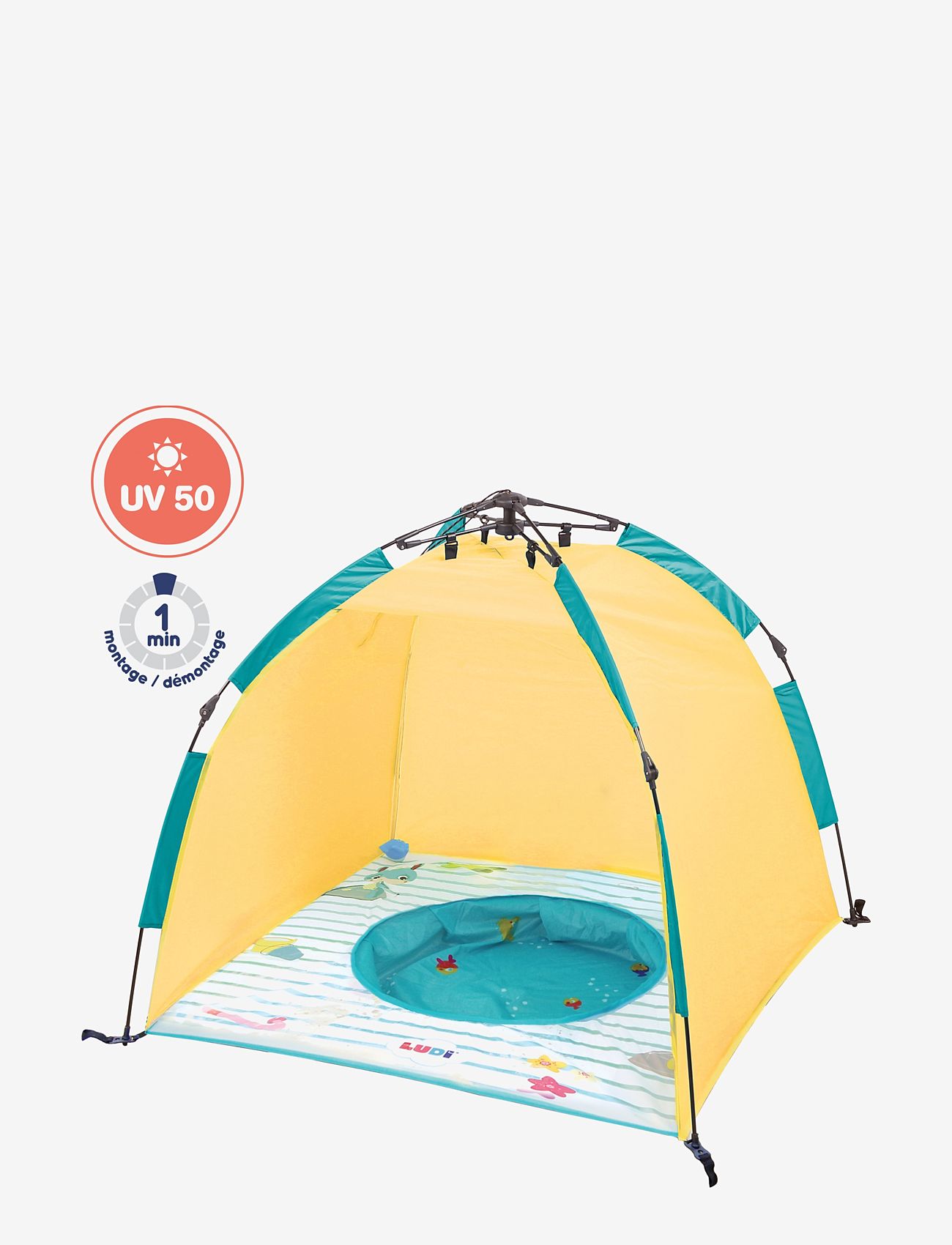 Ludi - Tent with UV protection and pool - yellow - 0