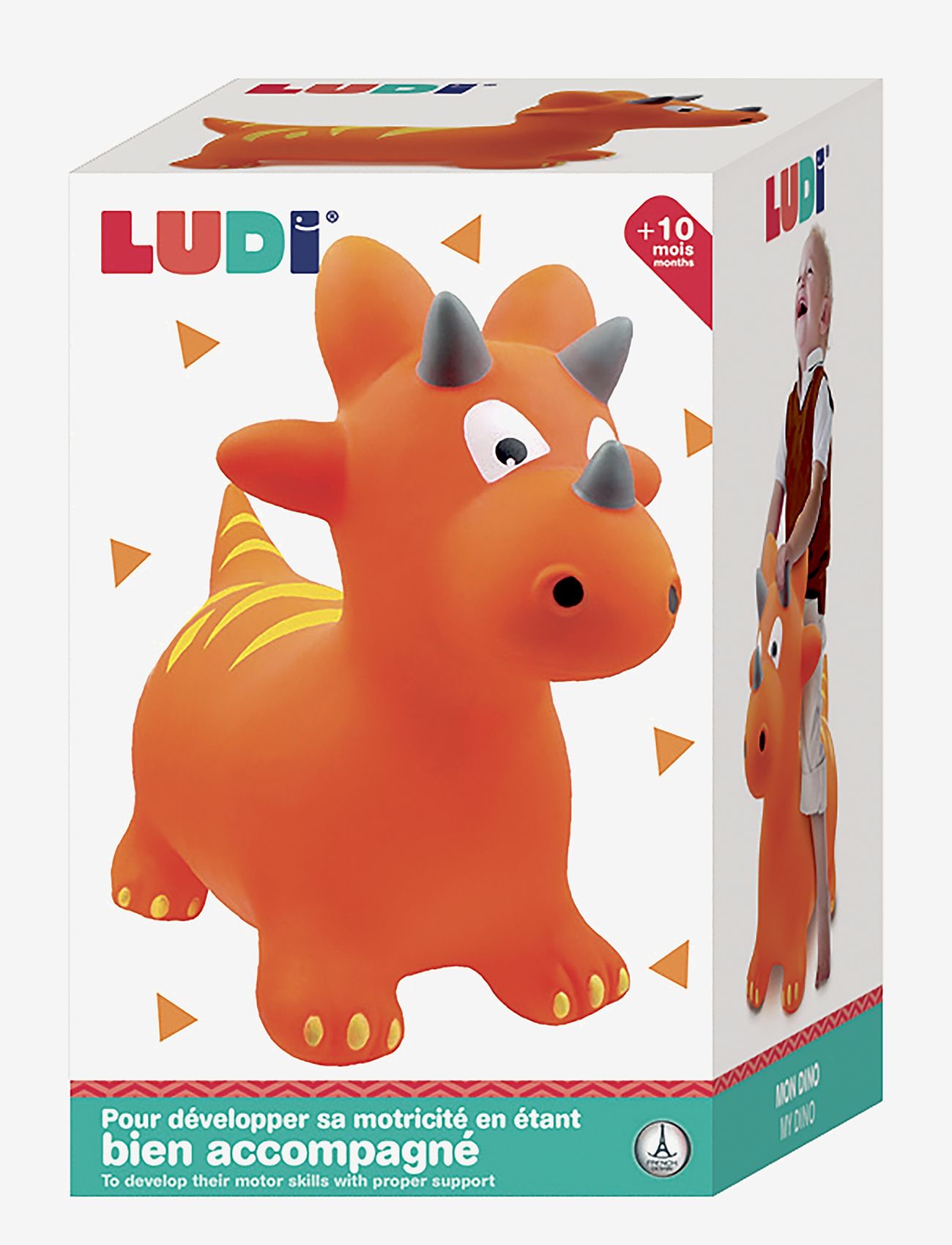 Ludi - Bouncy Animal - Dino - gåbiler - orange - 3