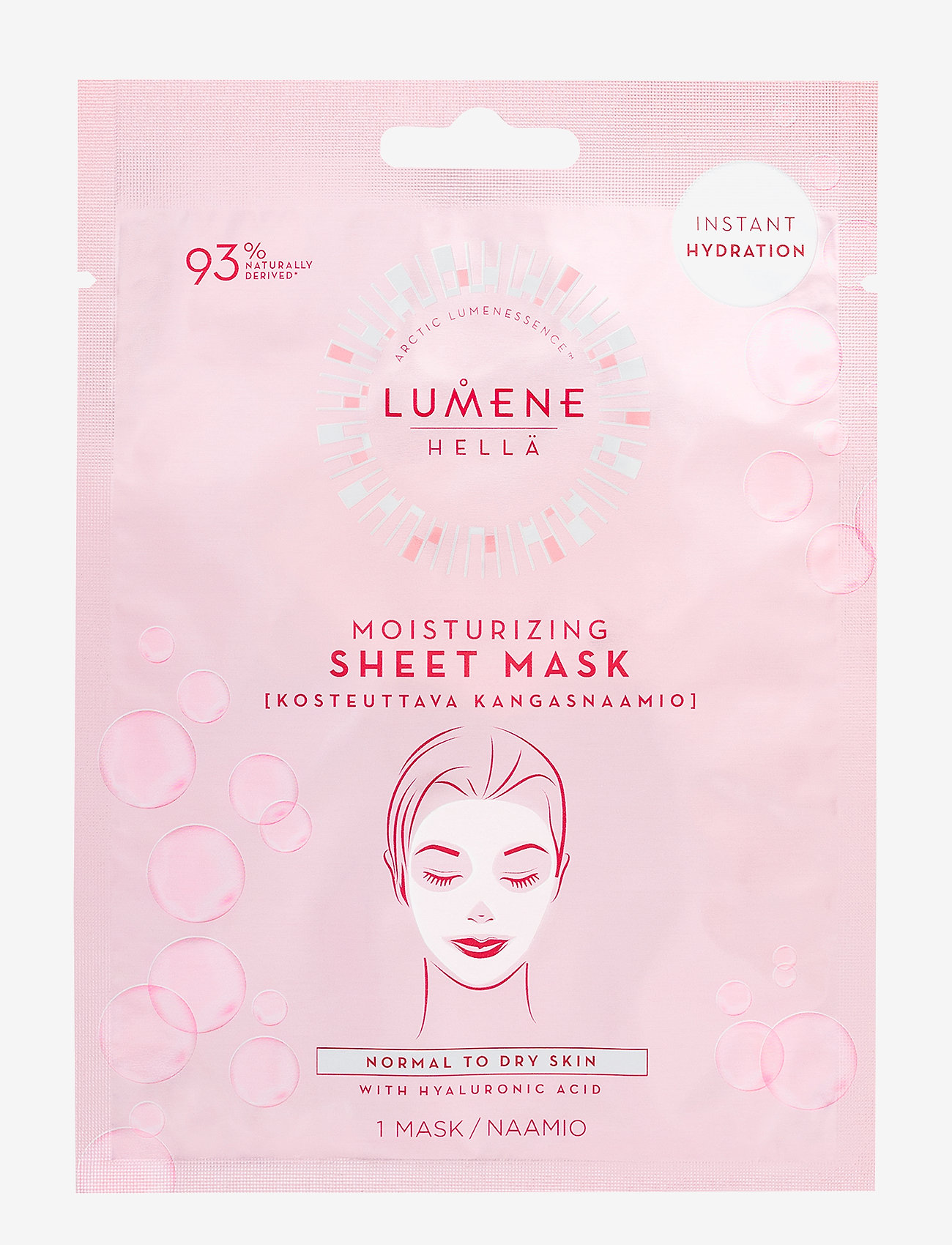 LUMENE Hellä Moisturizing Sheet Mask 1Pcs, Sheetmaske, Nude, Str: 1 pcs