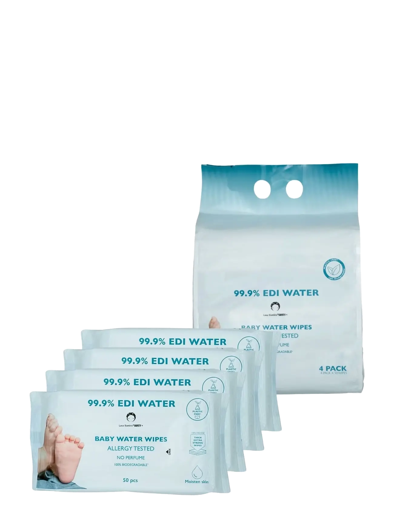 Luna Bambini Aqua Waterwipes 4-pack - Inspiration - WHITE / white
