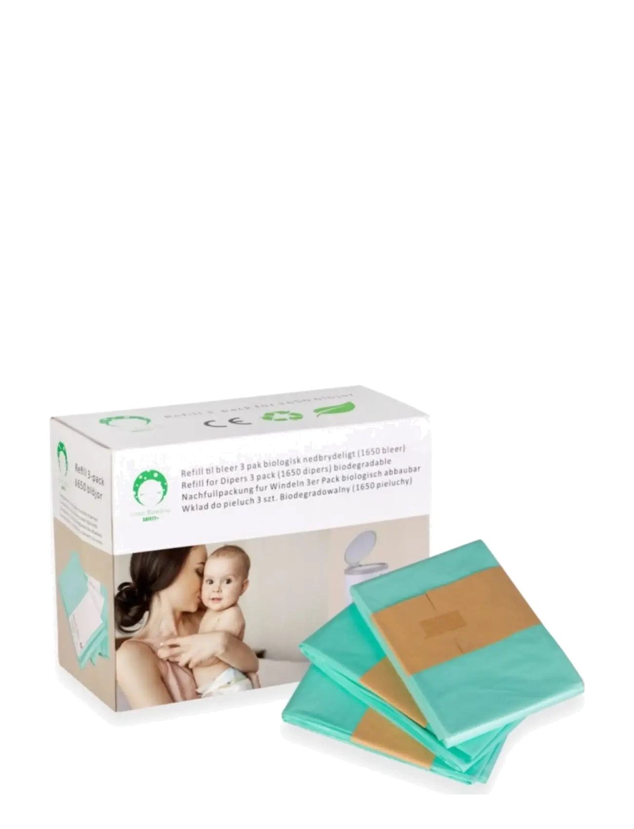Luna Bambini Refill For Diper Bin 3-Pack, One Size, White, Care & Hygiene > Nappy Bins (diaper Bins), Børn
