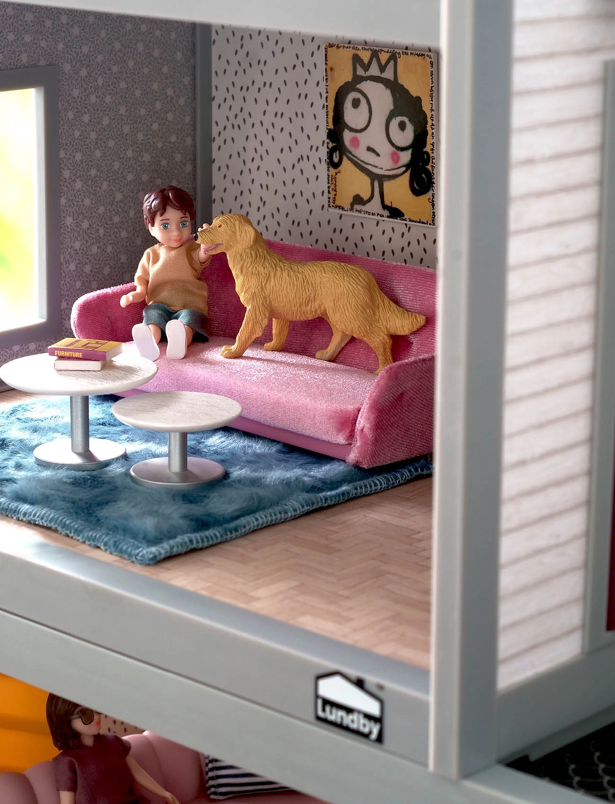 Lundby Vardagsrumsset, Børn, Doll House Tilbehør, Multi/mønstret, Str: SCALE 1:18