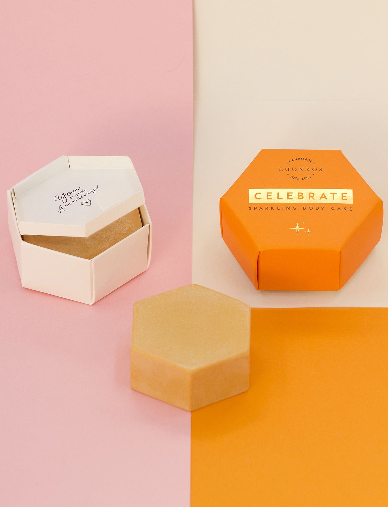 Luonkos - Celebrate sparkling body oli cake - resestorlekar & kits - golden - 5