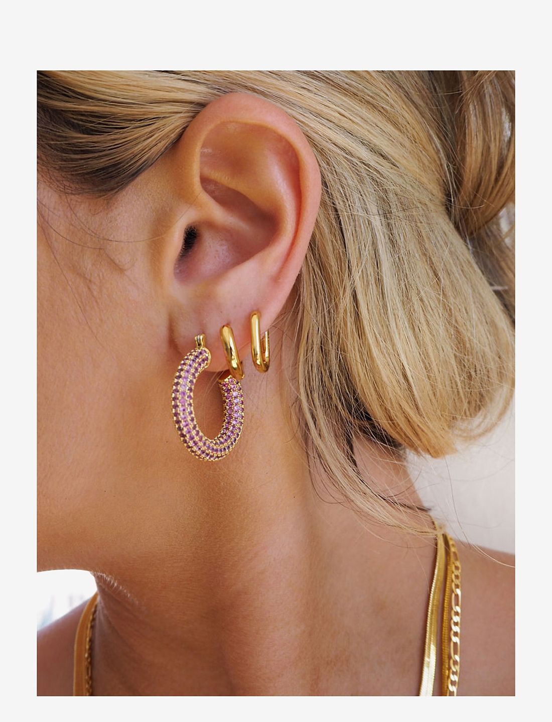 LUV AJ Pave Baby Amalfi Hoops Pink Gold Hoops Boozt