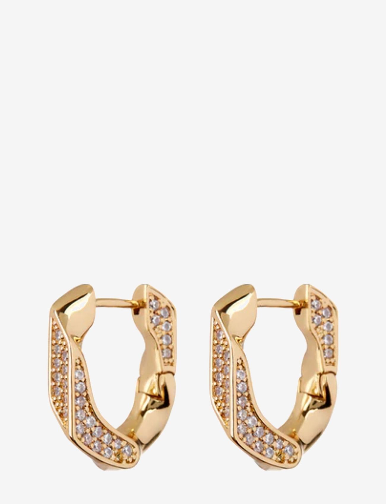 LUV AJ - THE PAVÉ CUBAN LINK HOOPS-GOLD - gold - 0
