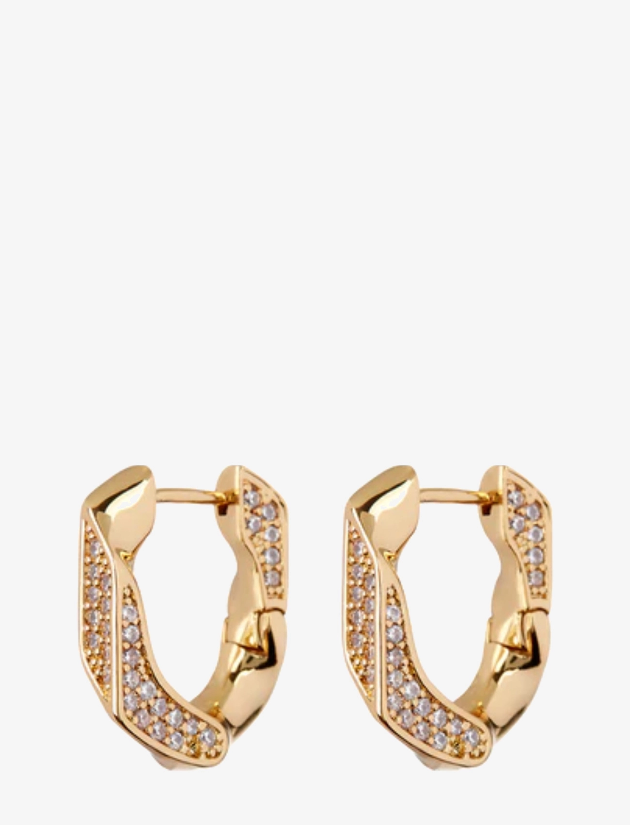 LUV AJ - THE PAVÉ CUBAN LINK HOOPS-GOLD - gold - 0