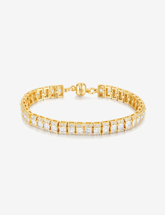 The Triple Crystal Tennis Bracelet-Gold, LUV AJ