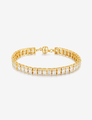 LUV AJ - The Triple Crystal Tennis Bracelet-Gold - chain bracelets - gold - 0