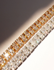 LUV AJ - The Triple Crystal Tennis Bracelet-Gold - chain bracelets - gold - 3