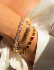 LUV AJ - The Triple Crystal Tennis Bracelet-Gold - chain bracelets - gold - 4