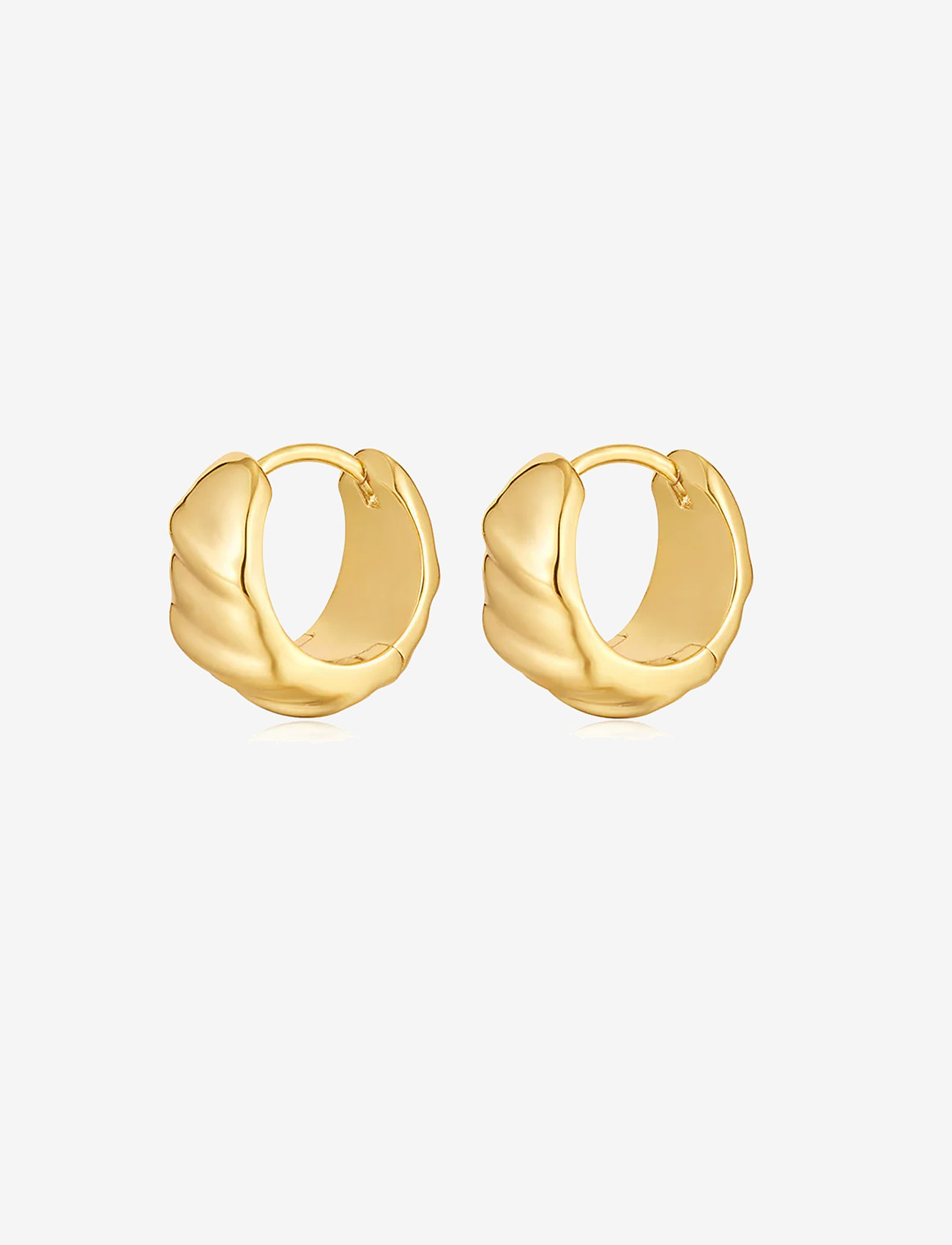 LUV AJ - The Hammered Ridged Huggies- Gold - hoops - gold - 0