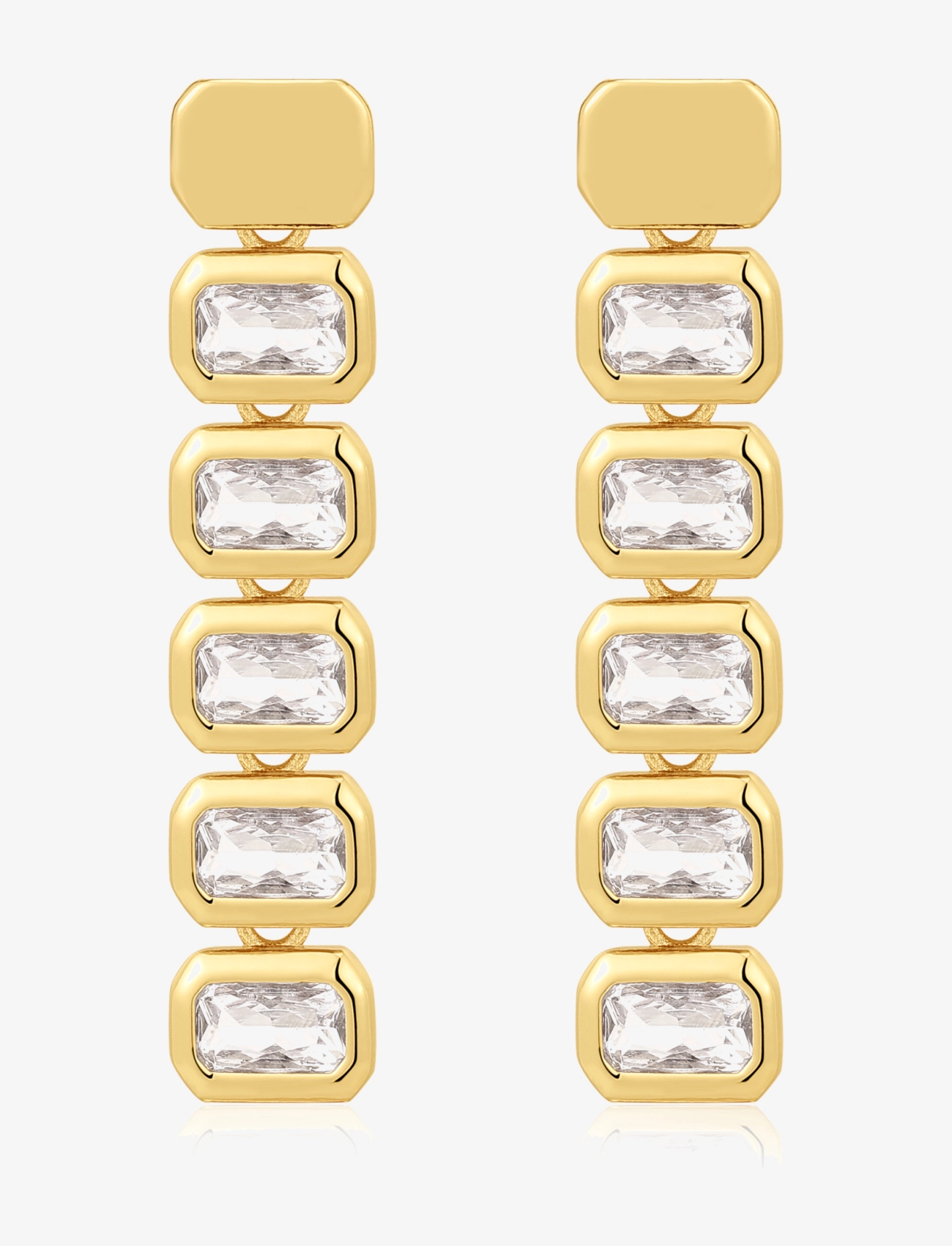 LUV AJ The Bianca Bezel Drop Studs- Gold Gold - One Size - Damen