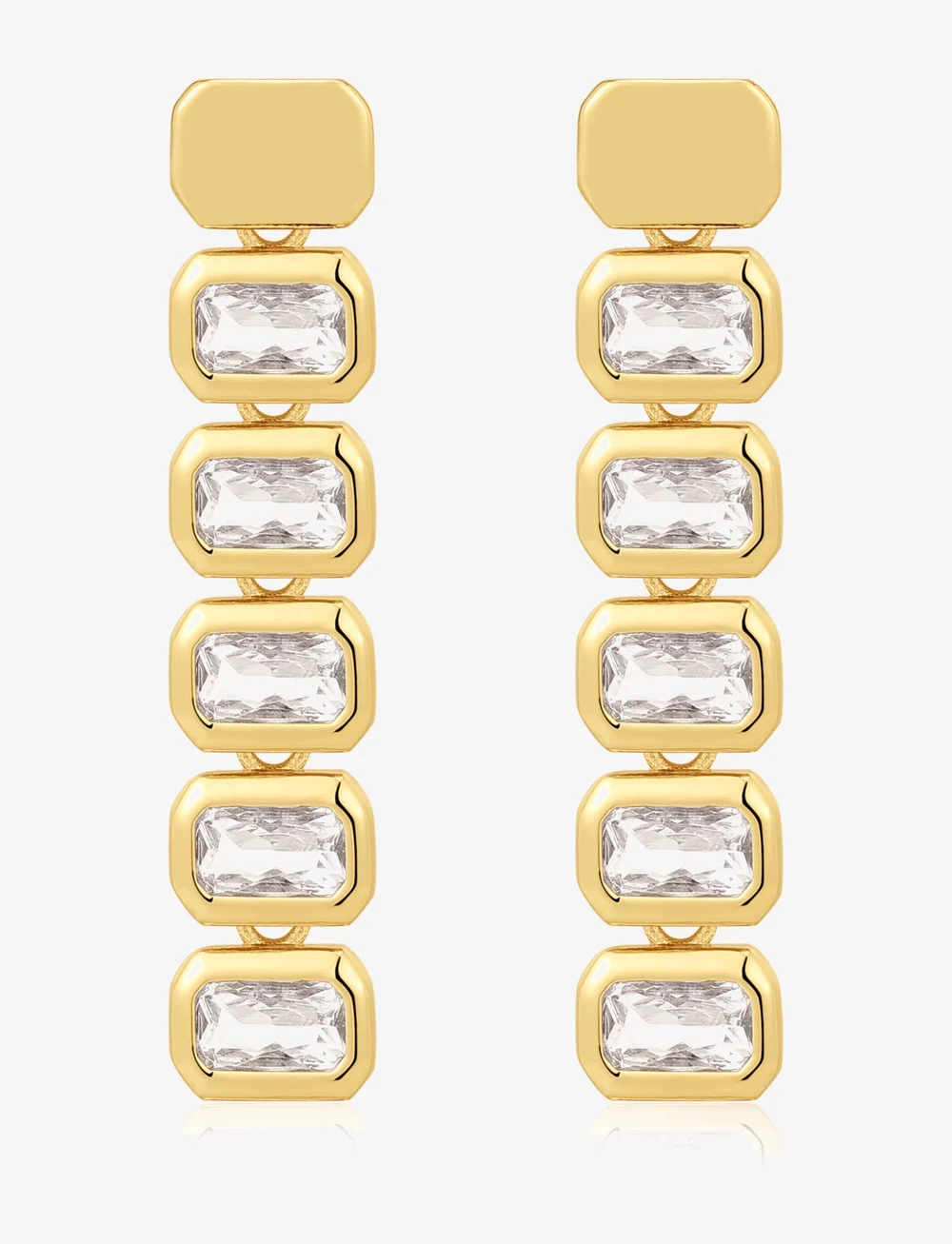 LUV AJ - The Bianca Bezel Drop Studs- Gold - statement-korvakorut - gold - 0