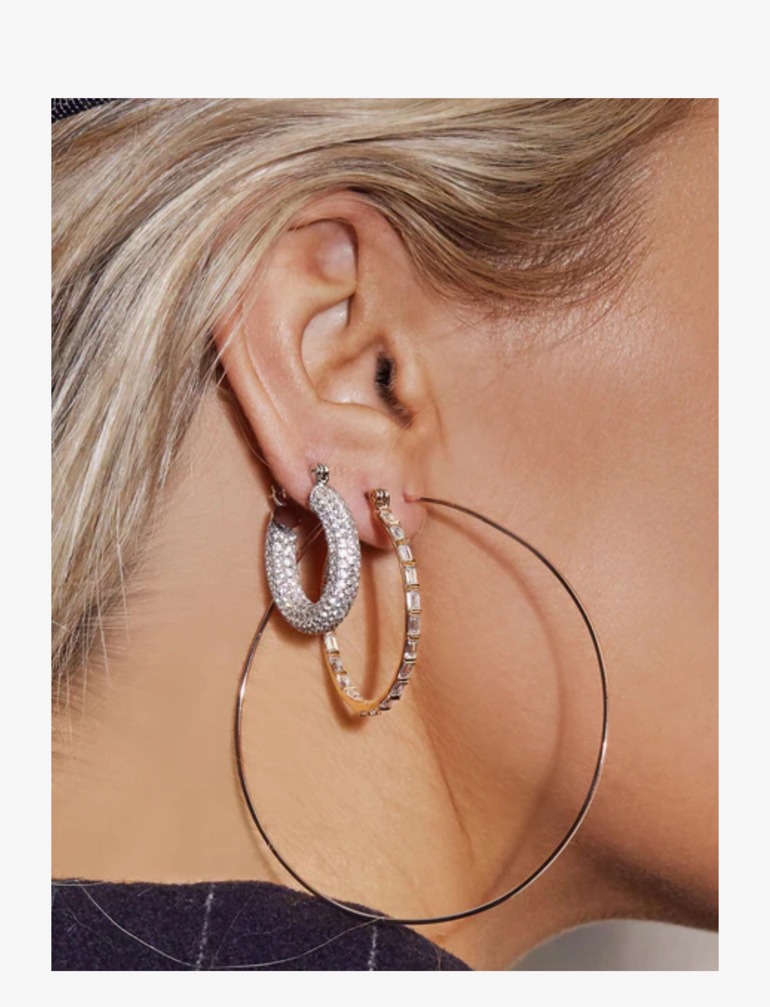 LUV AJ - THE PAVÉ BABY AMALFI HOOPS-SILVER - silver - 1