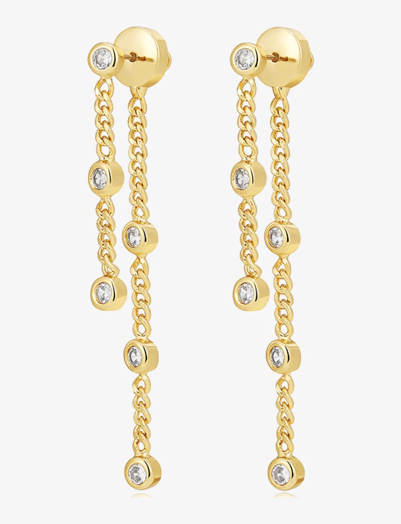 LUV AJ - The Estelle Double Chain Studs- Gold - pendant earrings - gold - 0