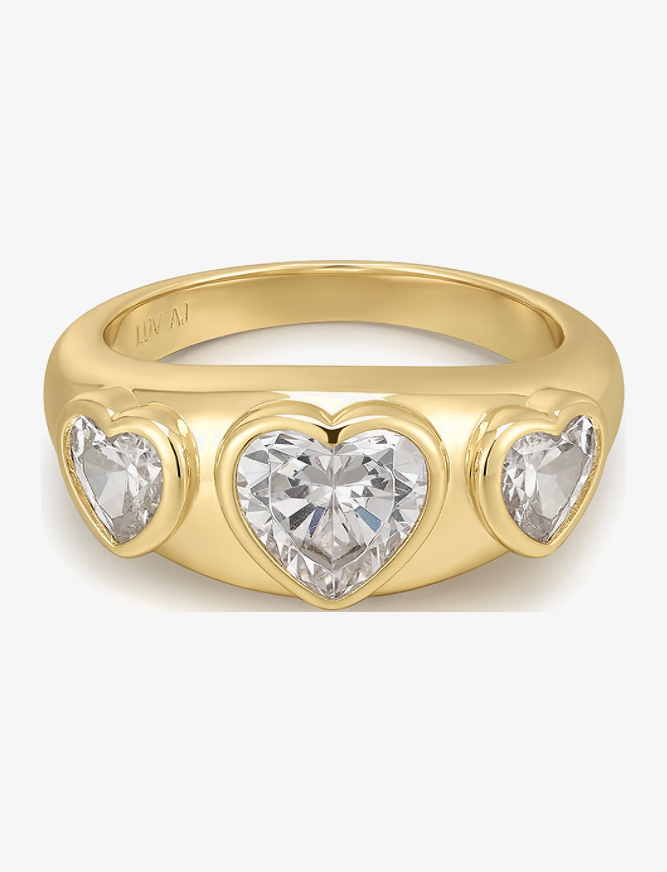 LUV AJ - The Bezel Heart Signet Ring- Gold- Size 8 - bagues - gold - 1