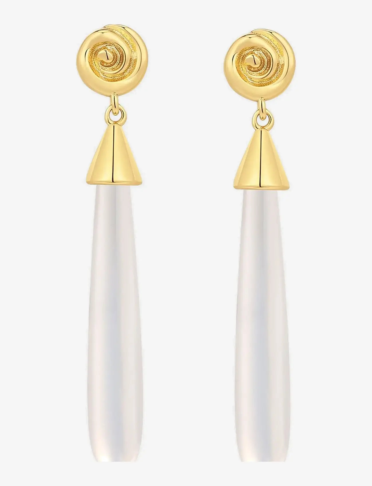 LUV AJ - The Coquille Stone Drop Studs- Gold - naastkõrvarõngad - gold - 0