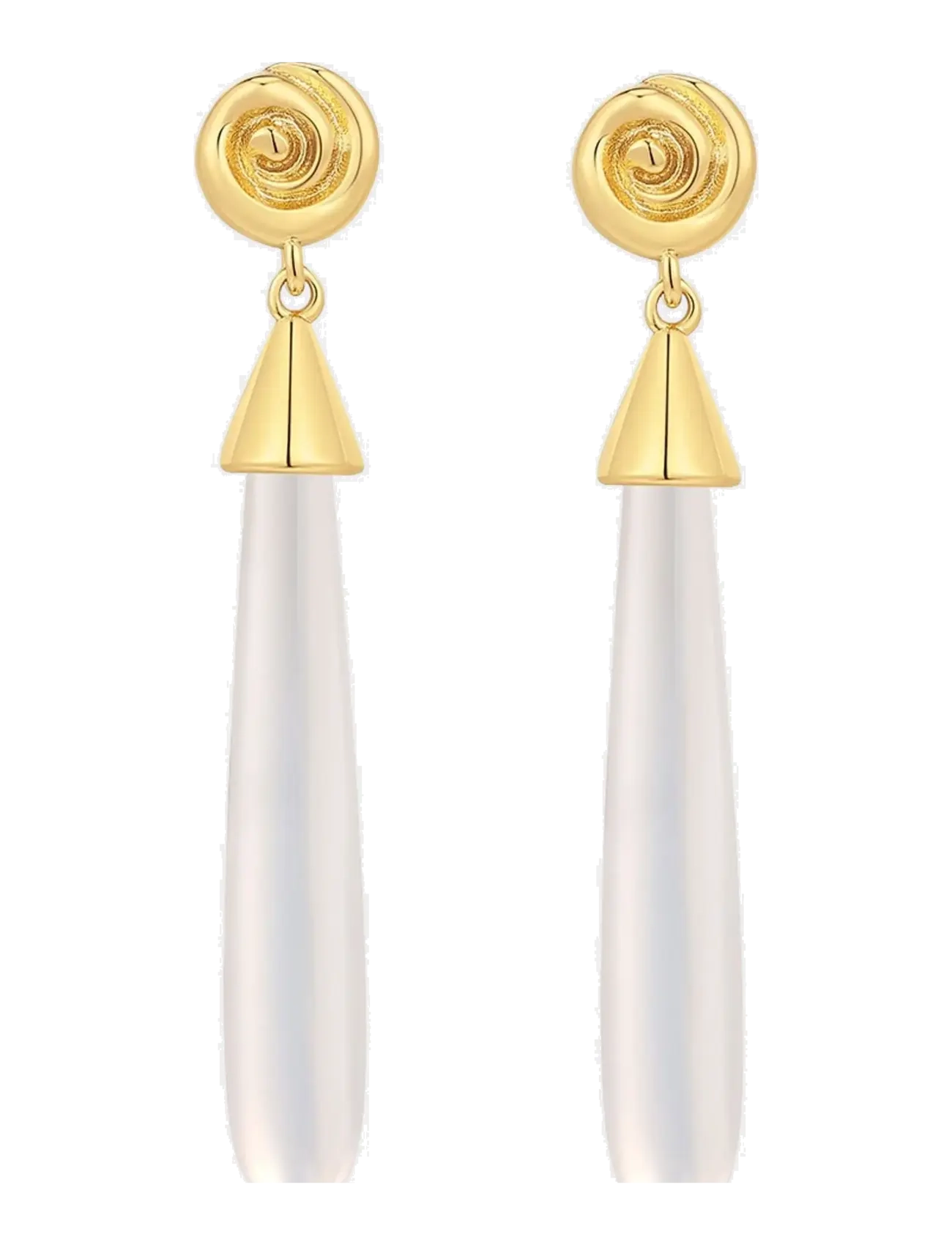 LUV AJ The Coquille Stone Drop Studs- Gold - LUV AJ - GOLD / gold