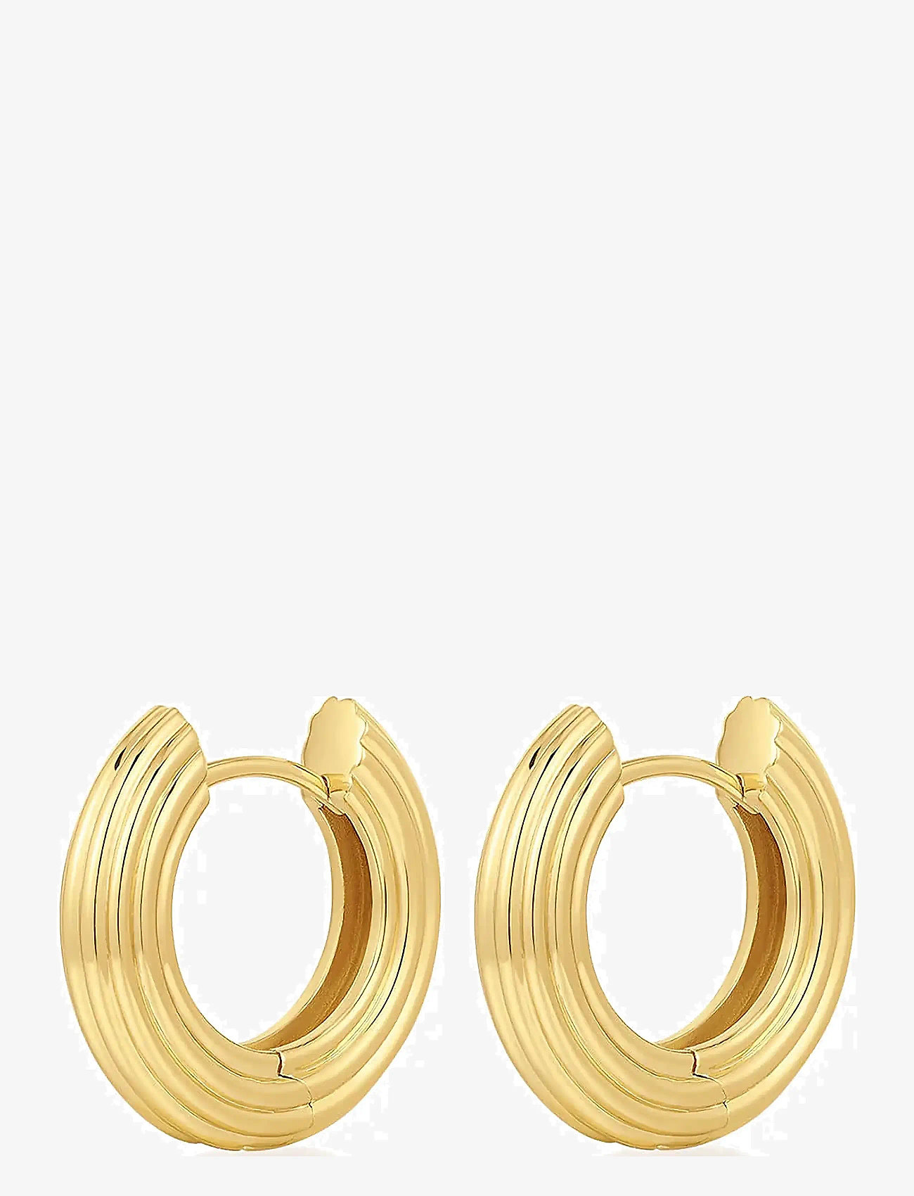 LUV AJ - The Mini Ridged Amalfi Hinge Hoops- Gold - kreolen - gold - 0