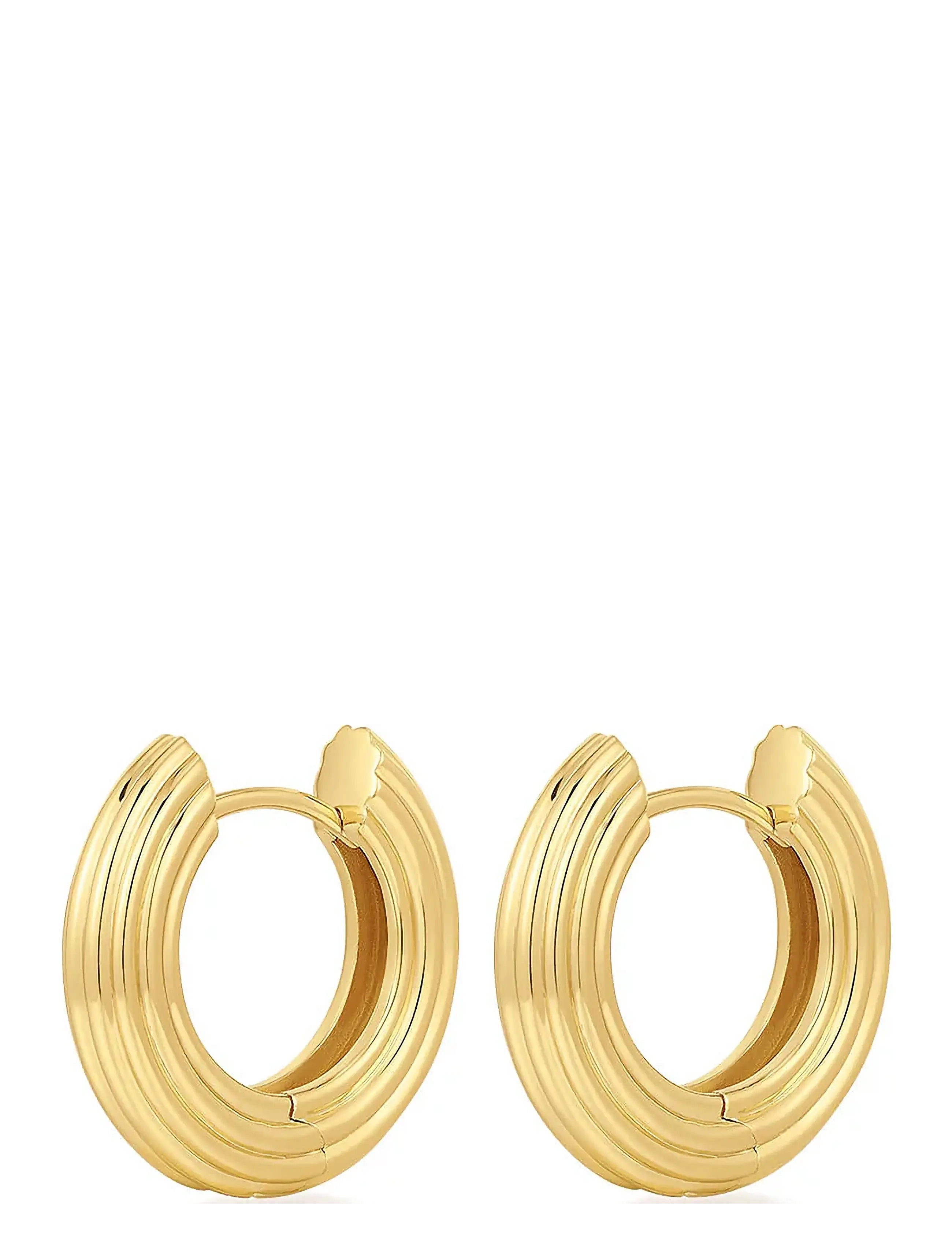 LUV AJ The Mini Ridged Amalfi Hinge Hoops- Gold - Smykker - GOLD / gold