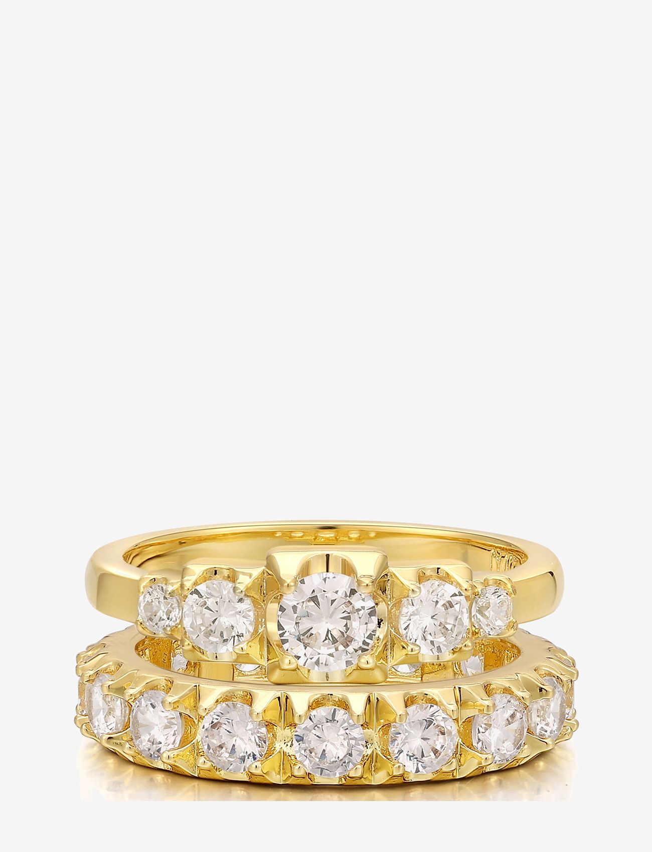 LUV AJ - Pyramid Stud Ring Set- Gold- Size 8 - gold - 0