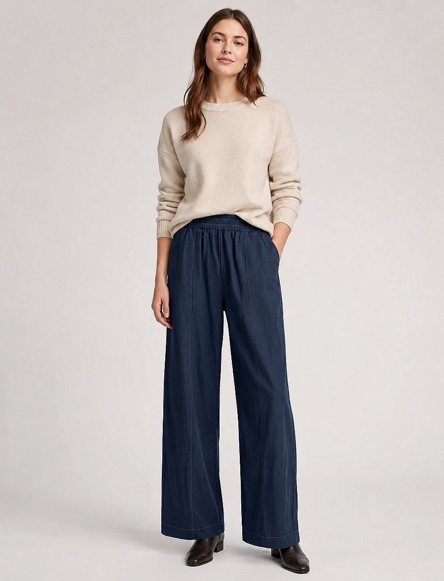 Luxzuz - Donna Pant - hosen mit weitem bein - 568 mood indigo - 0
