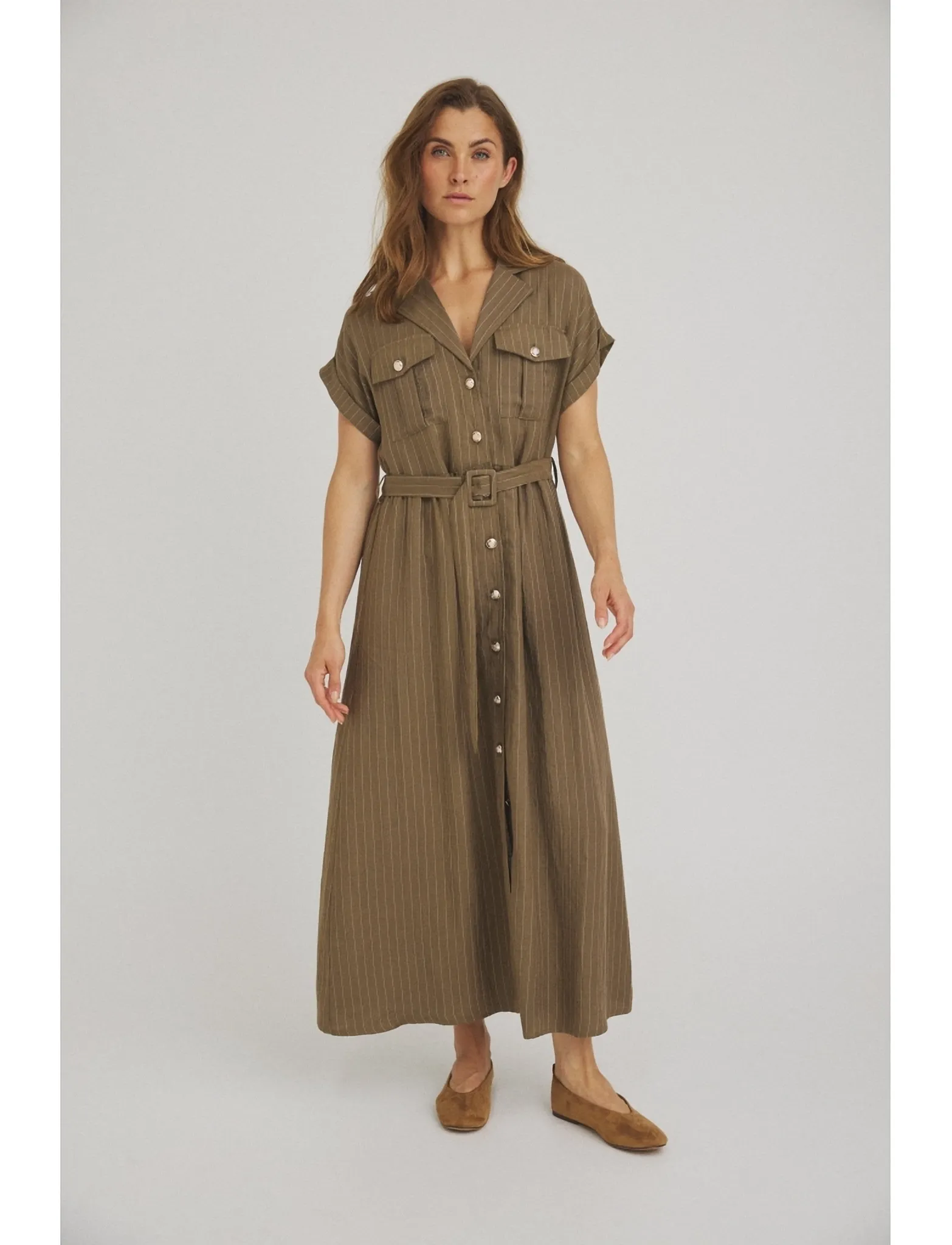 Luxzuz Viana Dress - Kleider - ARMY GREEN / khaki/green
